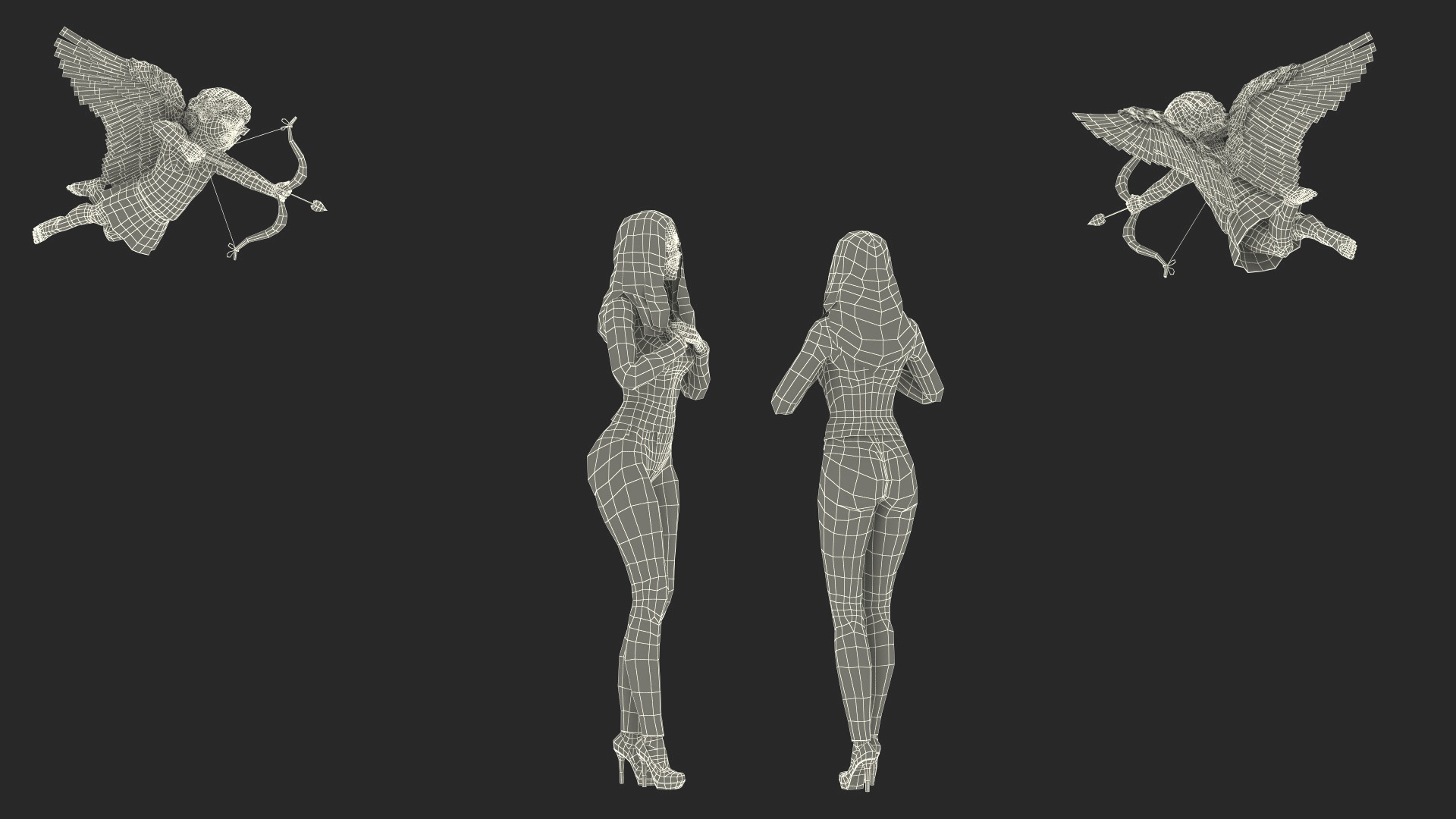 3D model Boy Cupid Aiming at Woman