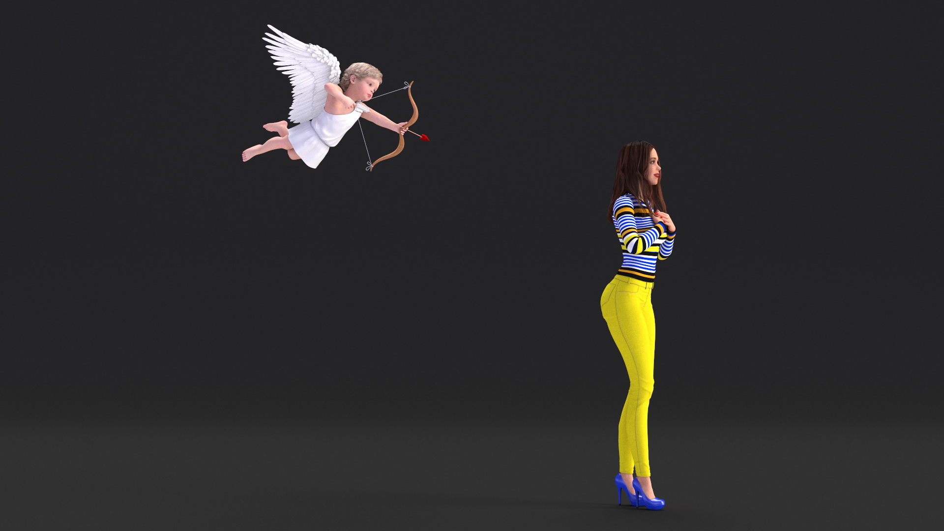 3D model Boy Cupid Aiming at Woman