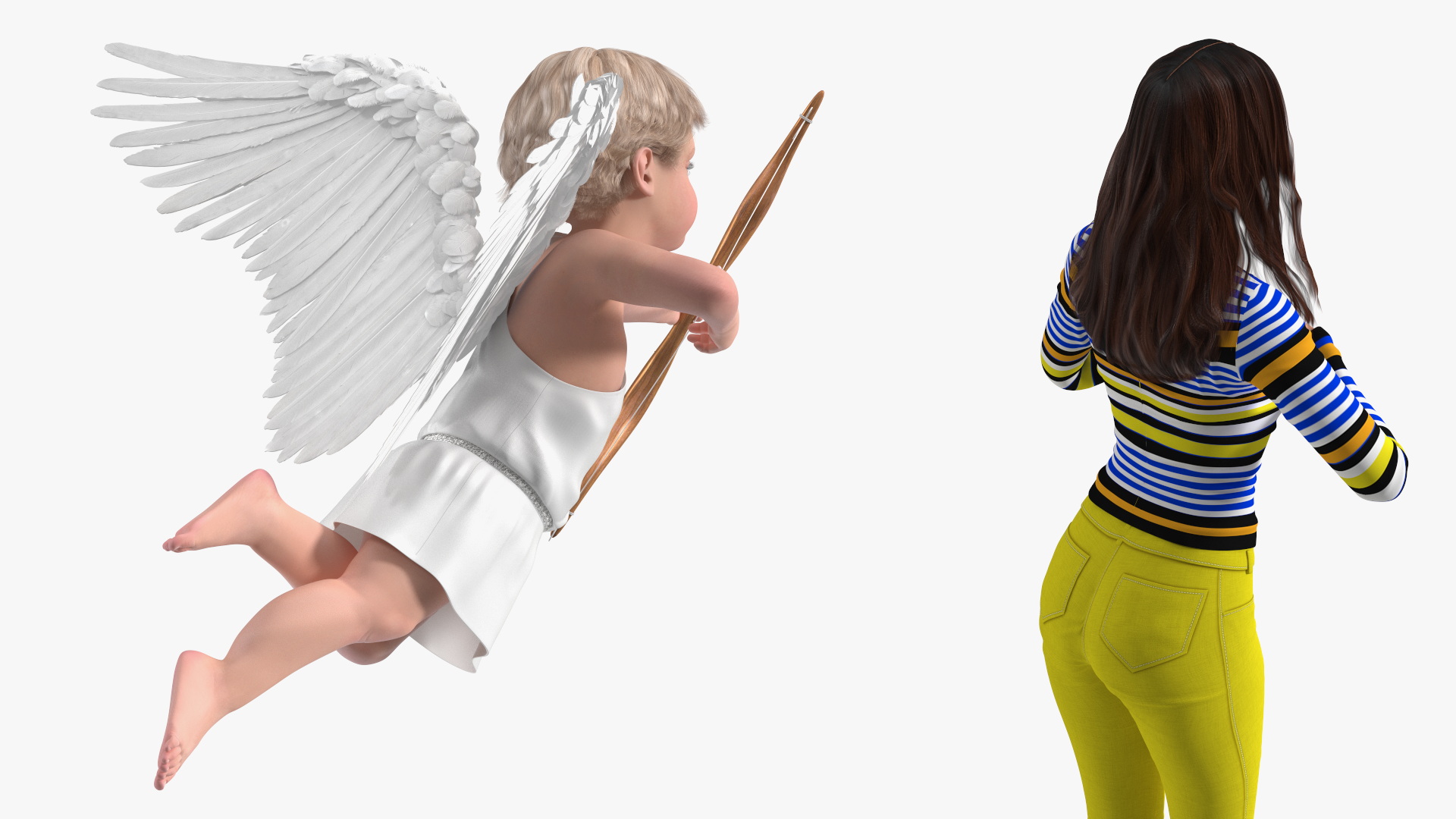3D model Boy Cupid Aiming at Woman