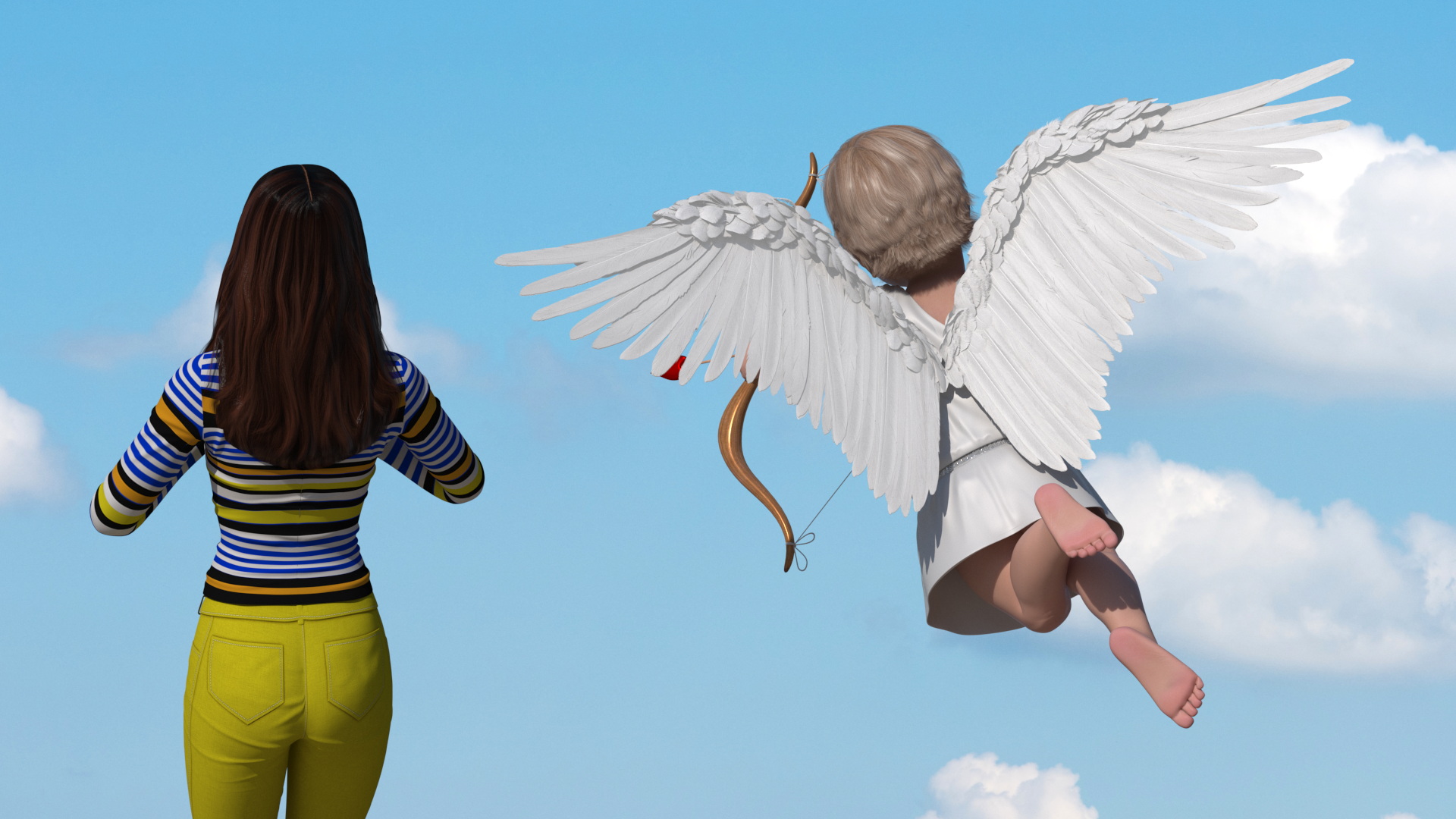 3D model Boy Cupid Aiming at Woman