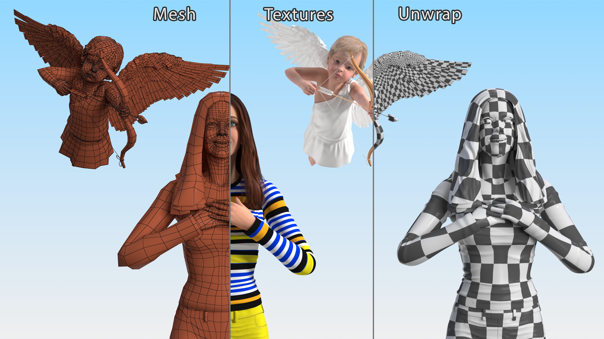 3D model Boy Cupid Aiming at Woman