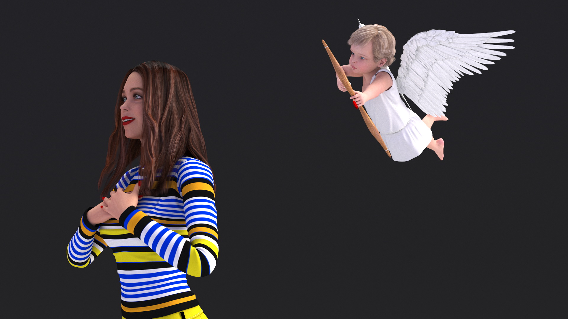 3D model Boy Cupid Aiming at Woman