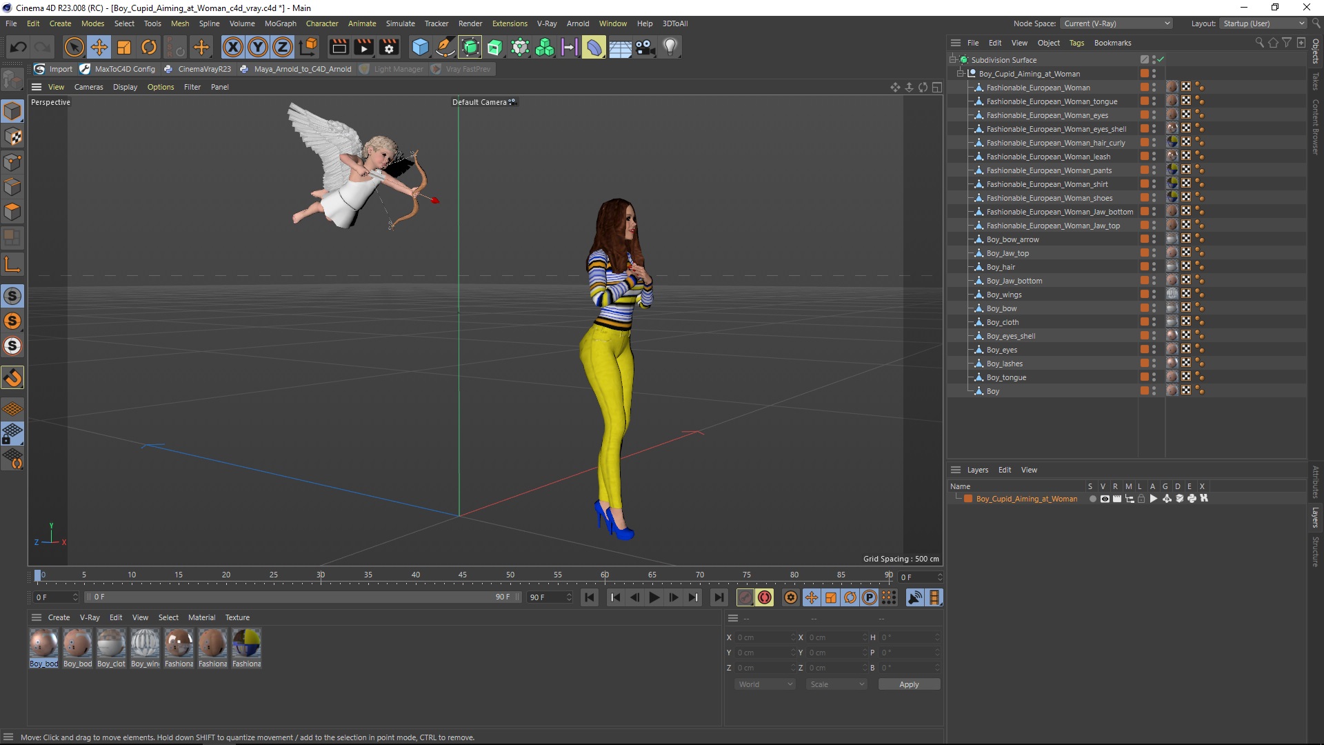 3D model Boy Cupid Aiming at Woman