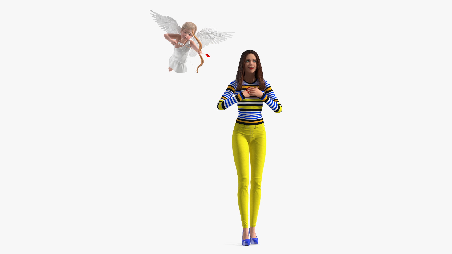 3D model Boy Cupid Aiming at Woman
