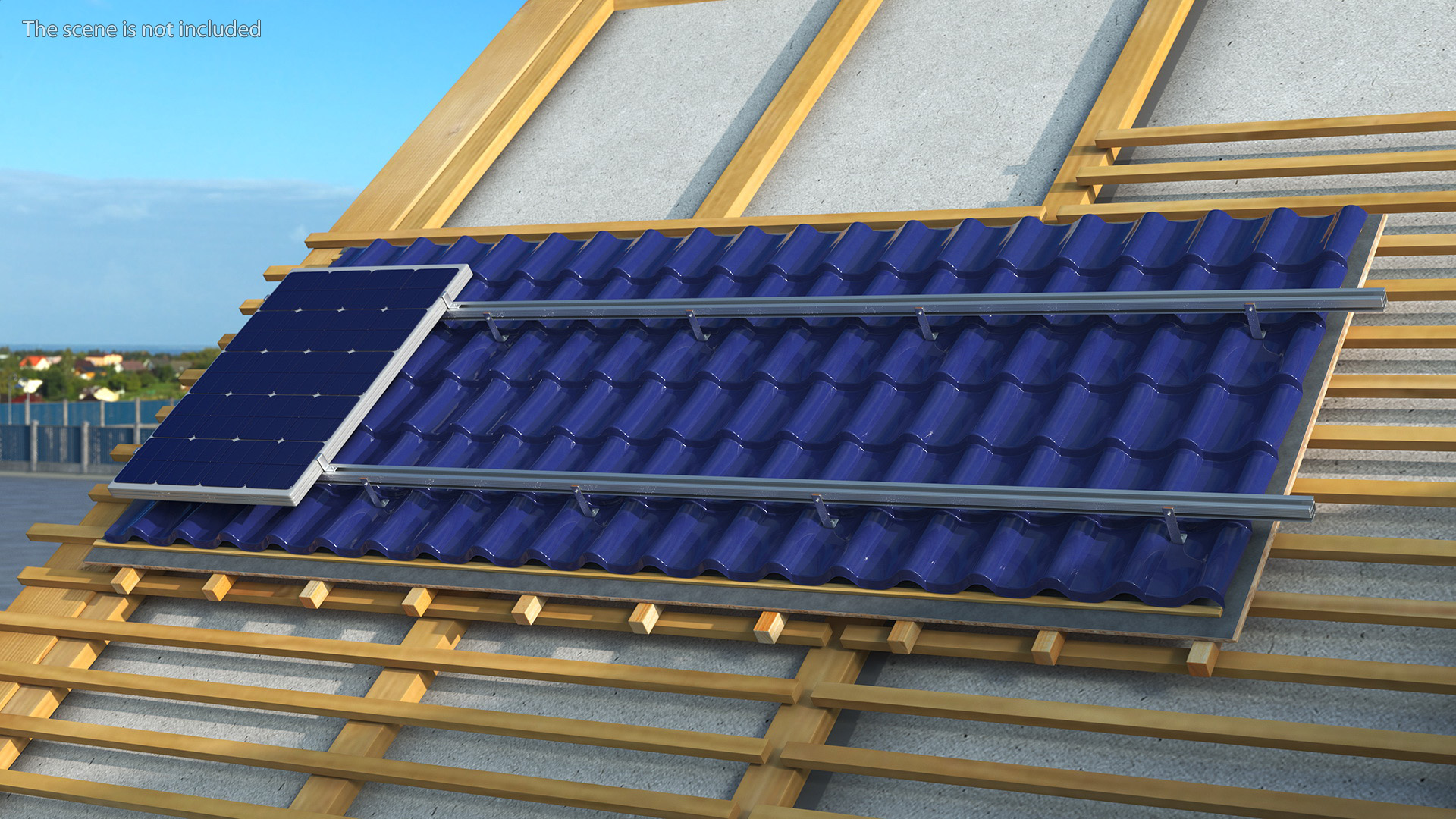 Metal Tile with Solar Panel 3D