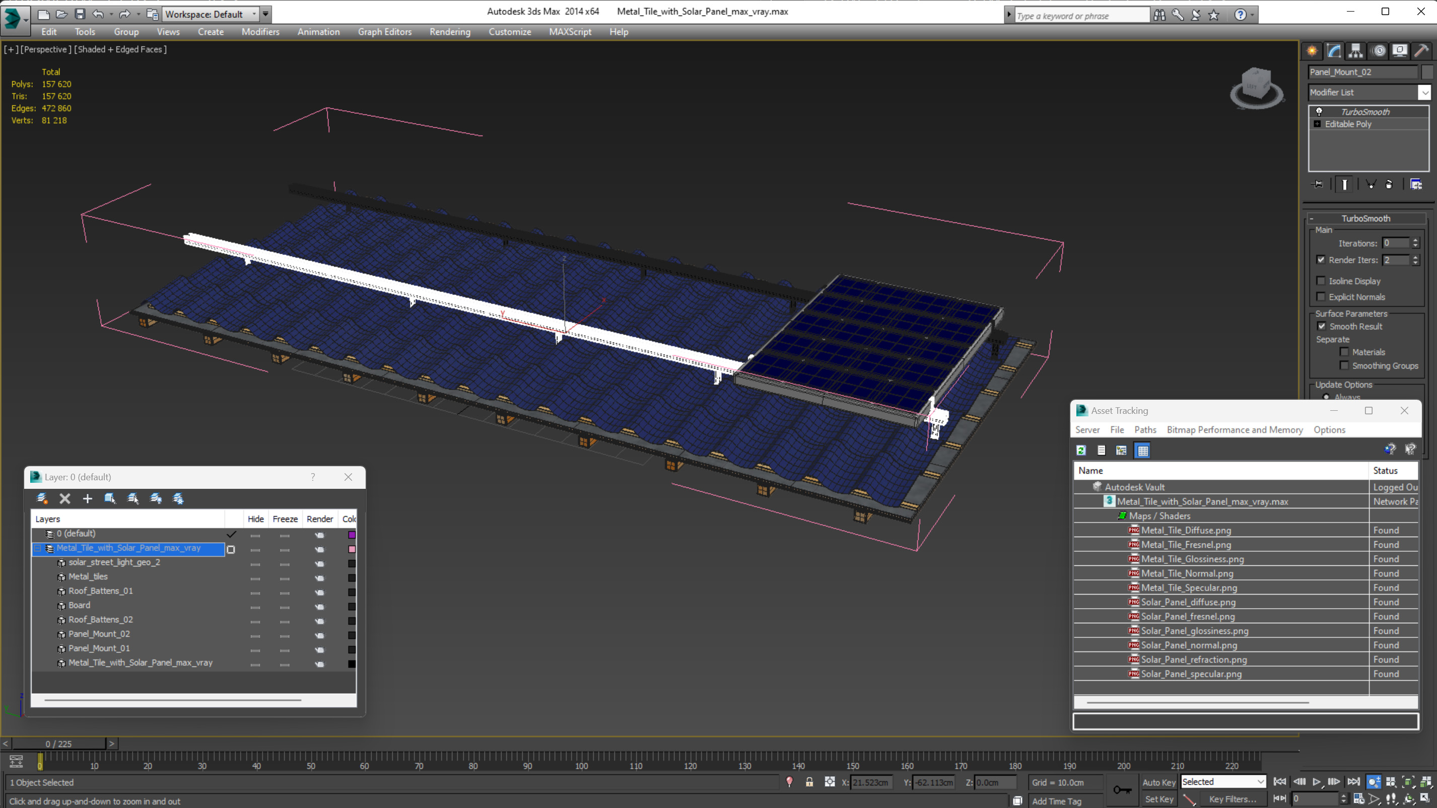 Metal Tile with Solar Panel 3D