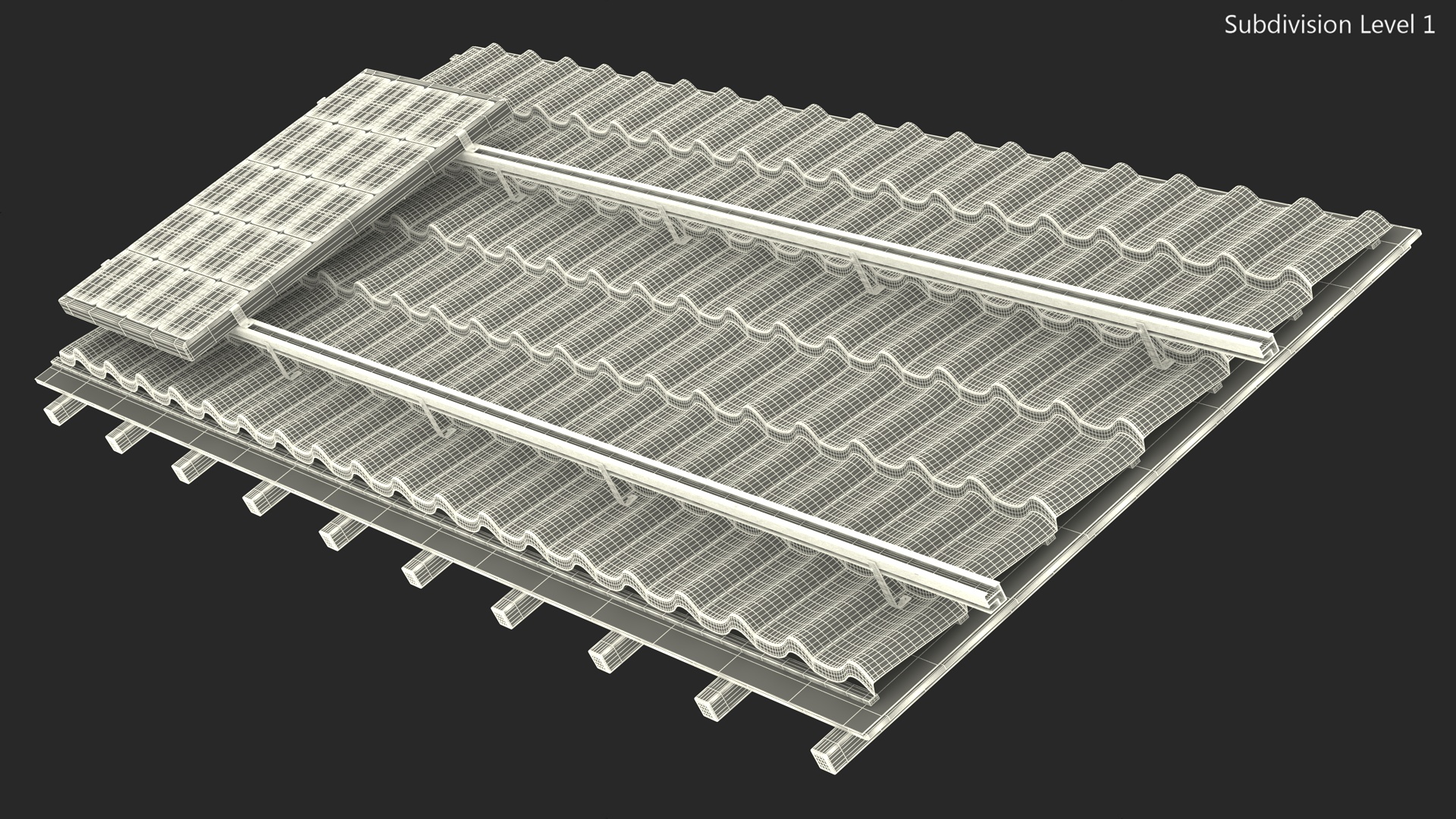 Metal Tile with Solar Panel 3D