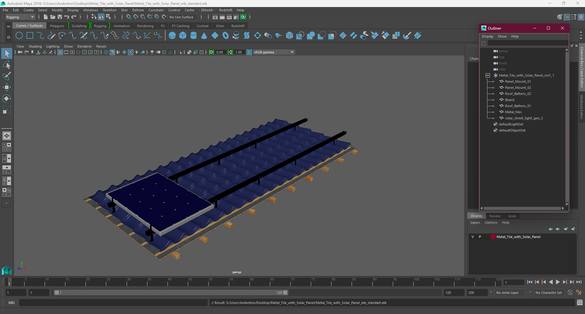 Metal Tile with Solar Panel 3D