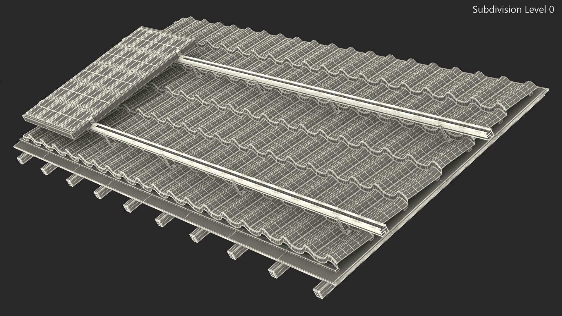 Metal Tile with Solar Panel 3D