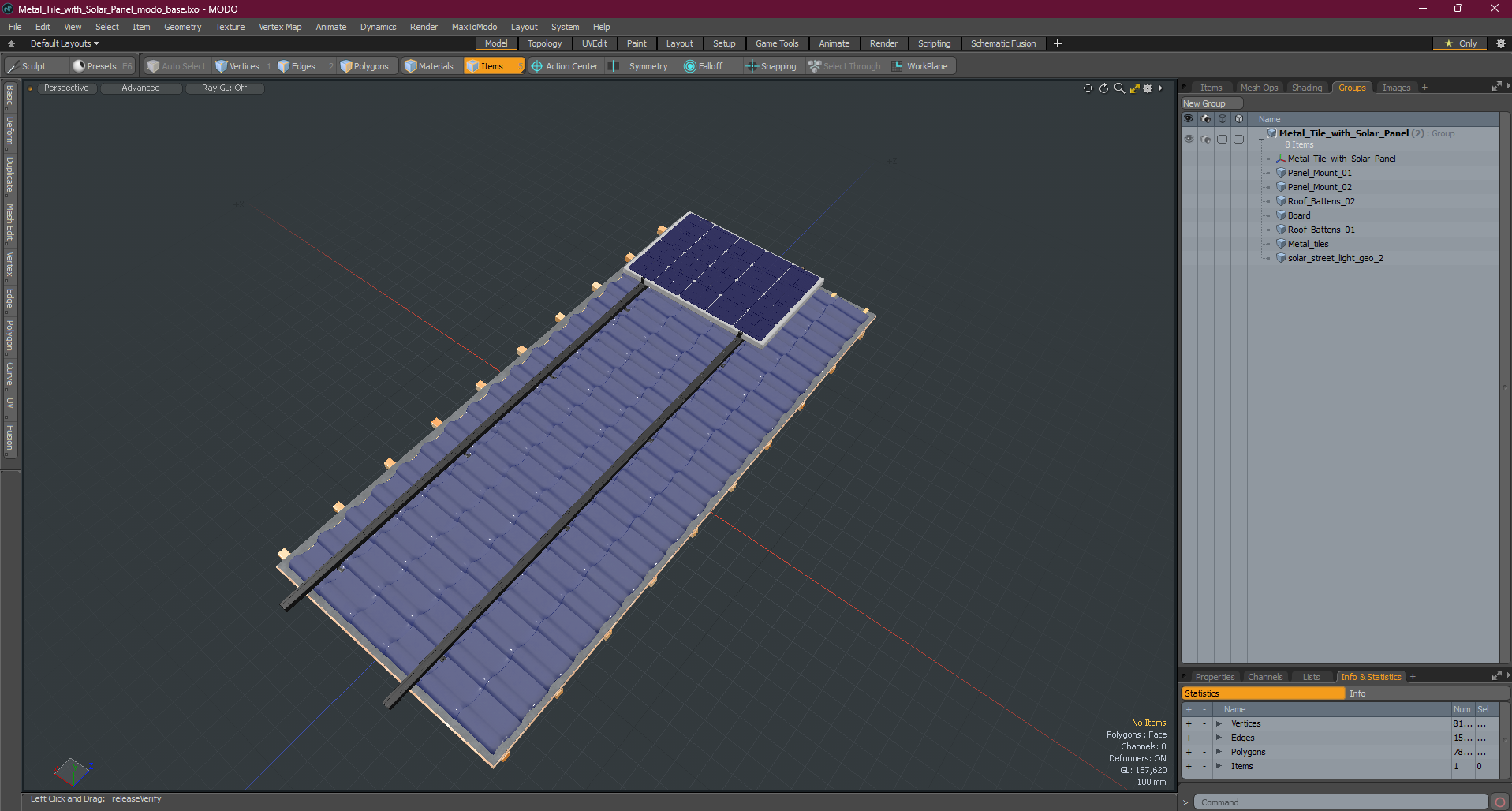 Metal Tile with Solar Panel 3D