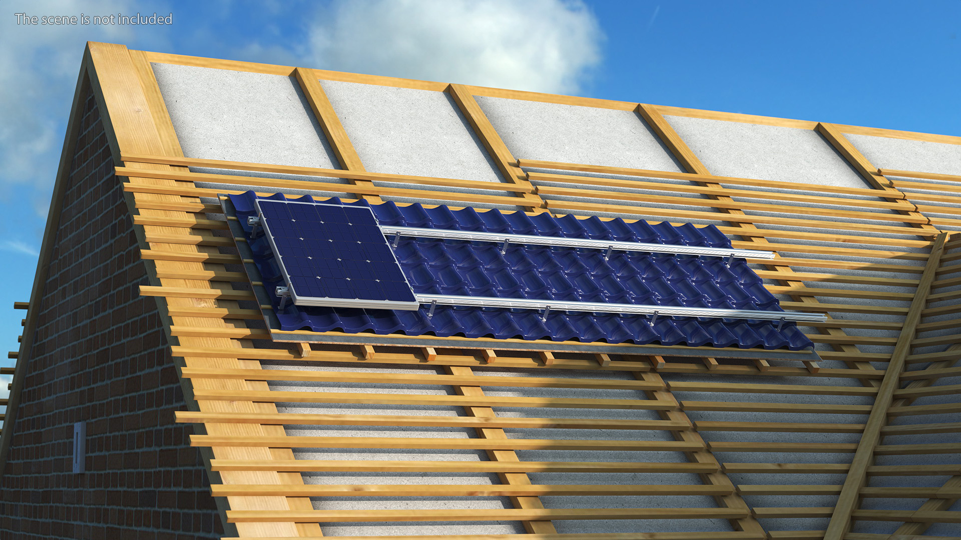 Metal Tile with Solar Panel 3D