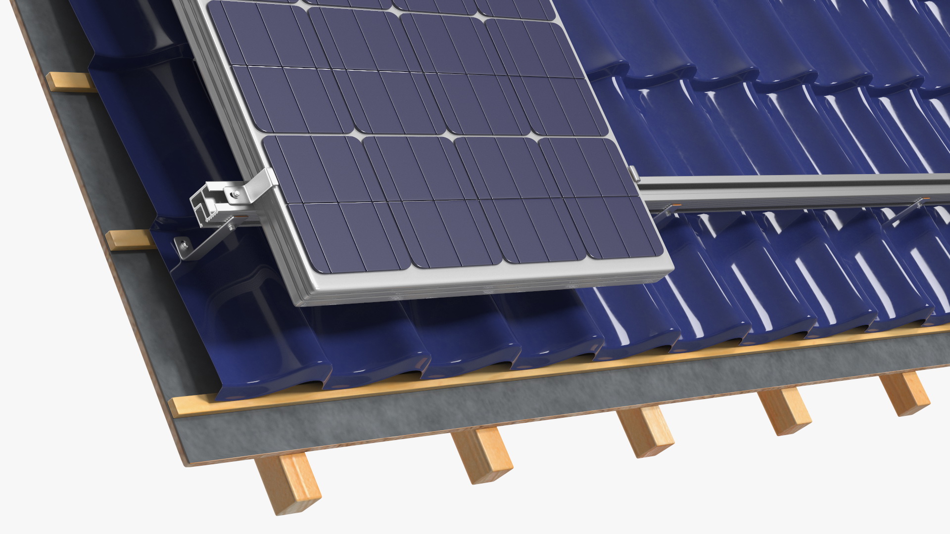Metal Tile with Solar Panel 3D