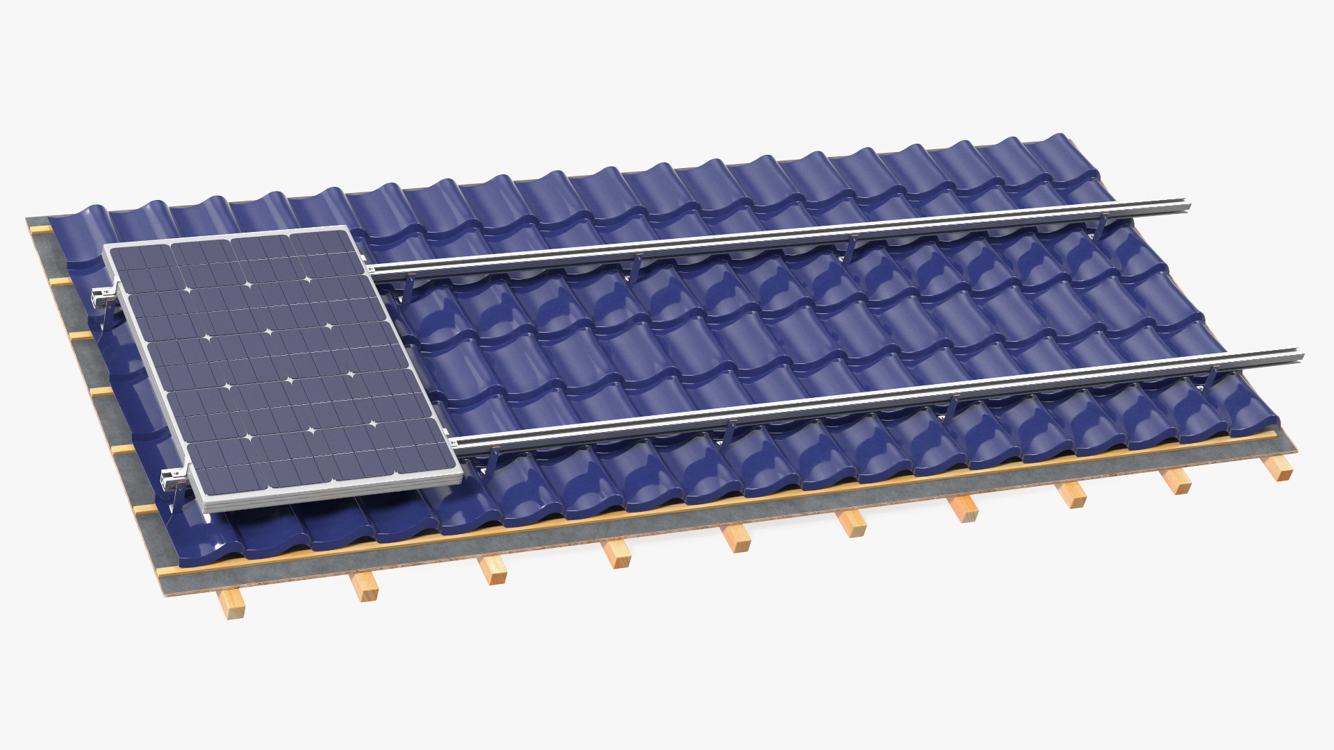 Metal Tile with Solar Panel 3D
