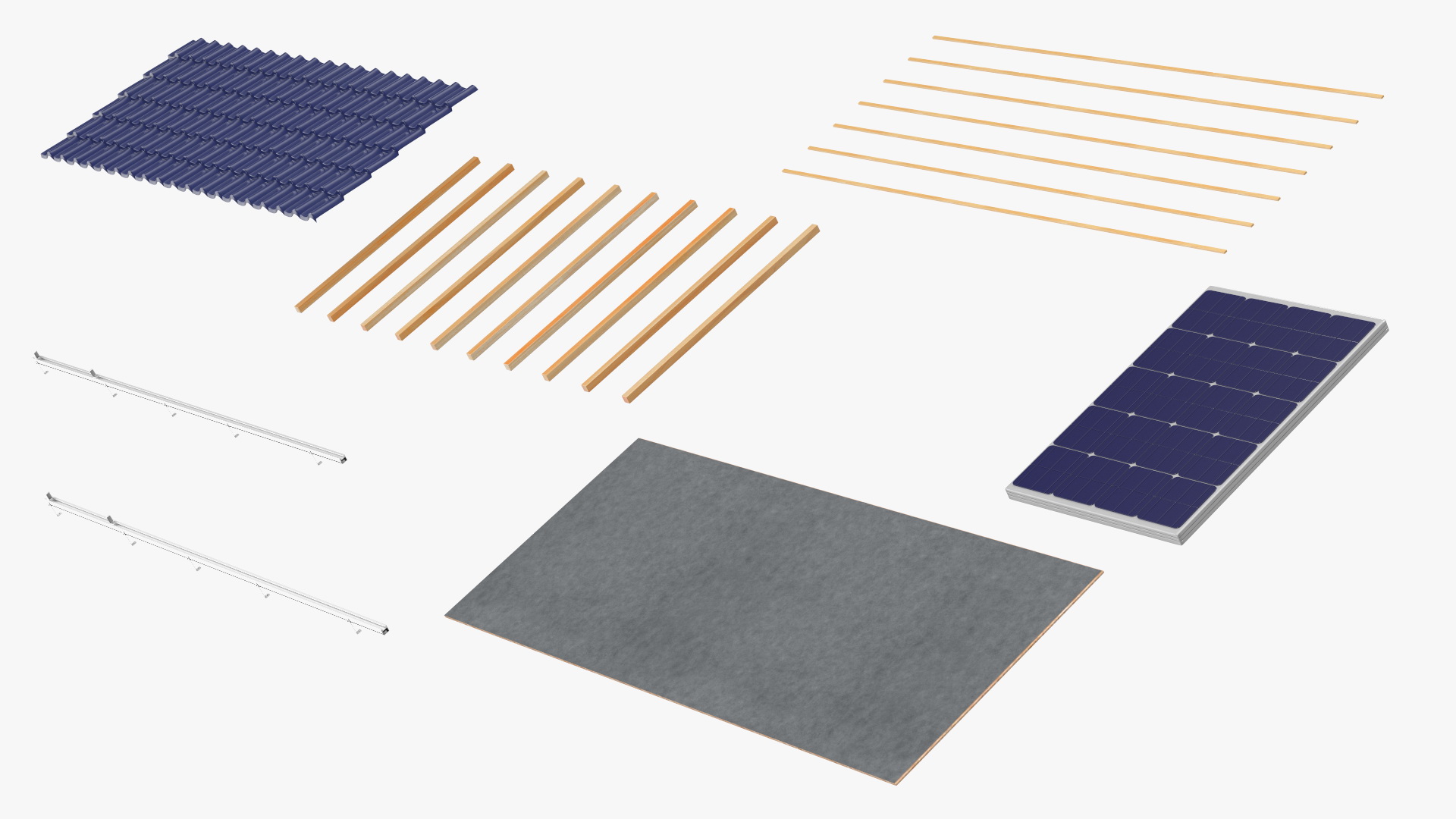 Metal Tile with Solar Panel 3D