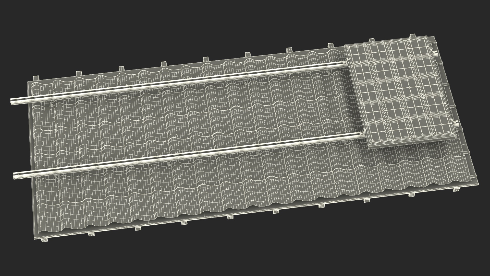 Metal Tile with Solar Panel 3D