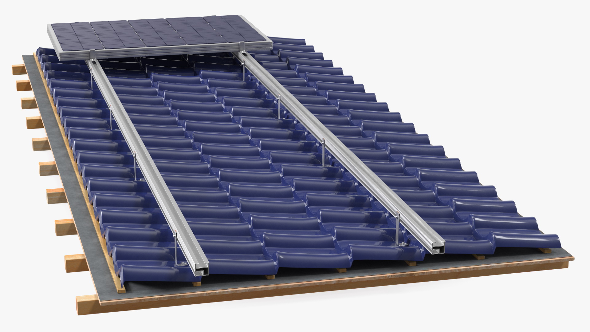 Metal Tile with Solar Panel 3D
