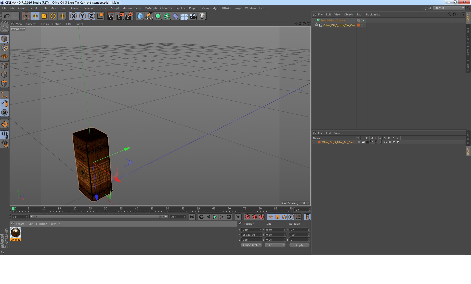 3D model Olive Oil 5 Litre Tin Can