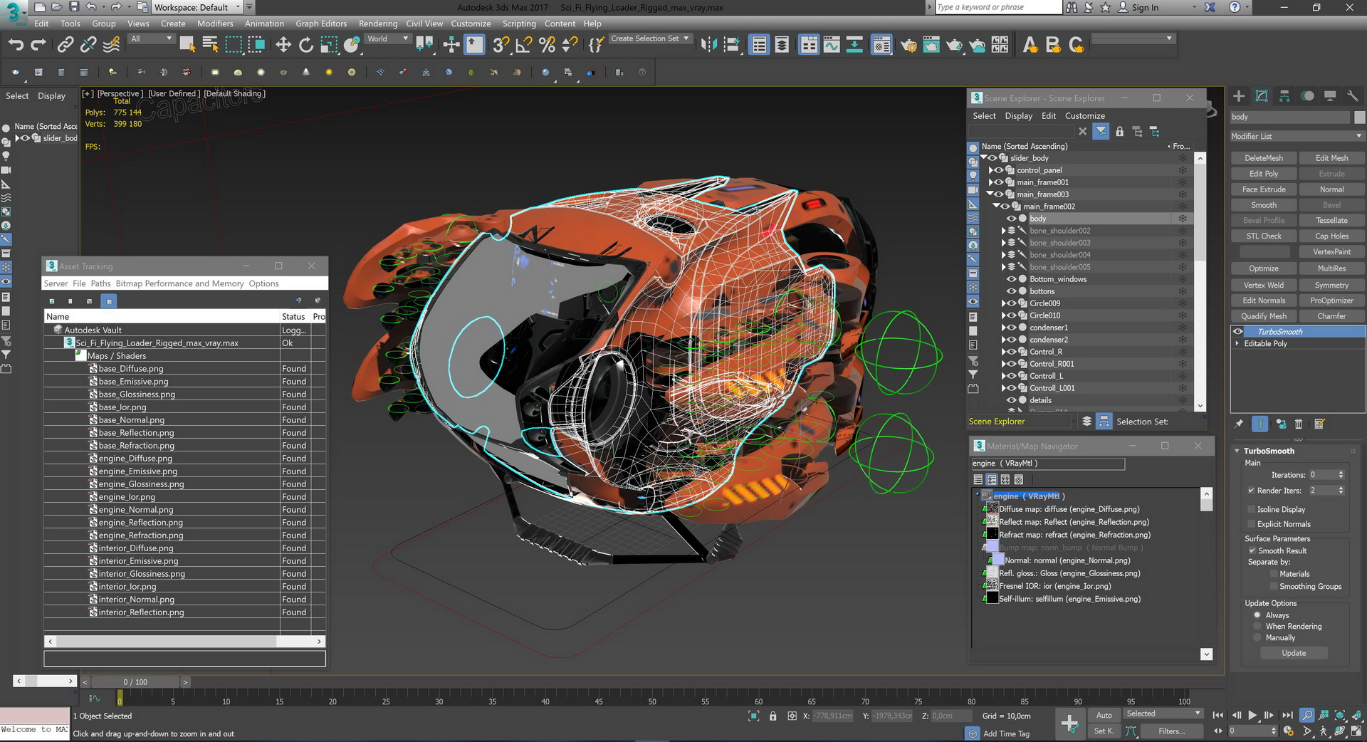 Sci Fi Flying Loader Rigged 3D