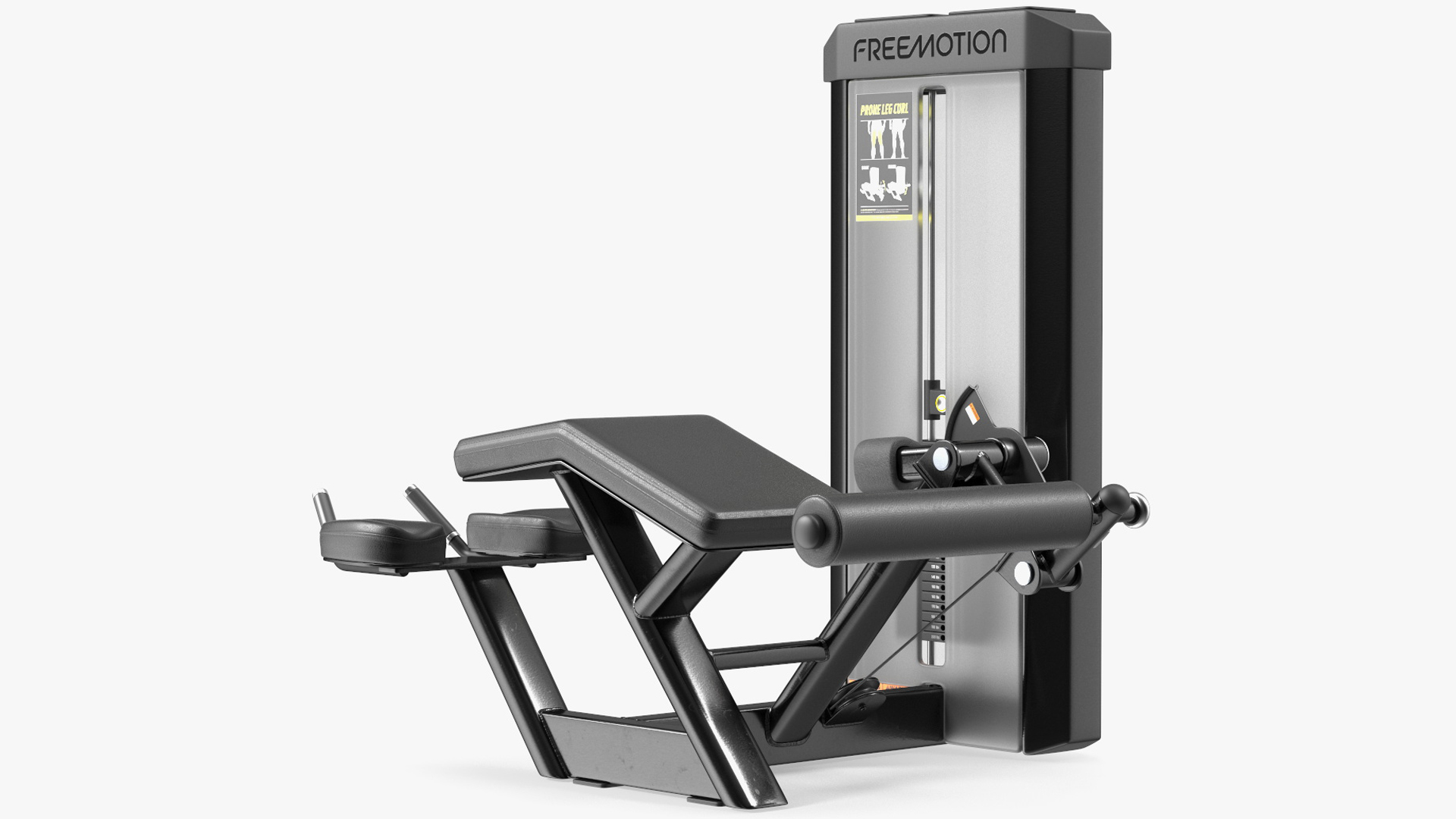 3D model Freemotion Prone Leg Curl Trainer Black Rigged for Maya