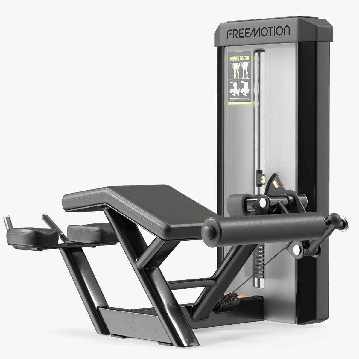 3D model Freemotion Prone Leg Curl Trainer Black Rigged for Maya