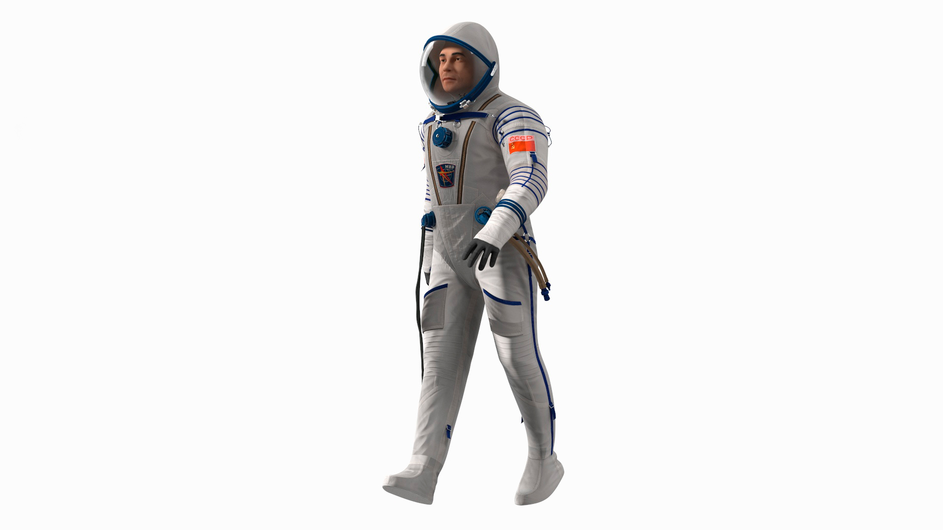 3D Astronaut Wears a Russian Sokol Suit KV2 Rigged for Maya