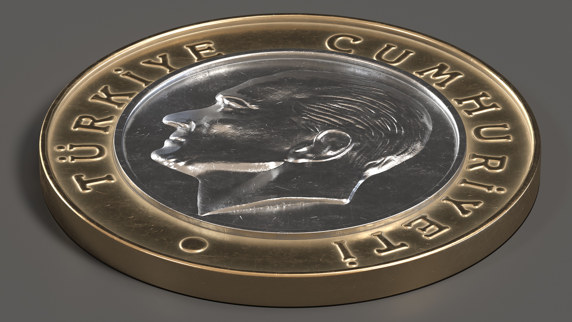 1 Turkish Lira Coin 3D model