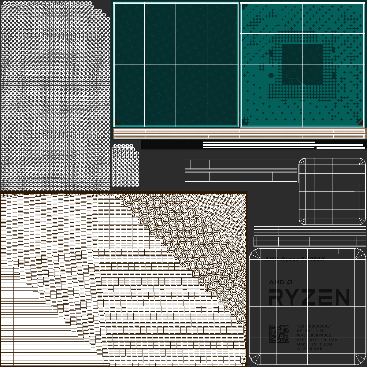 3D model AMD Ryzen 9 CPU