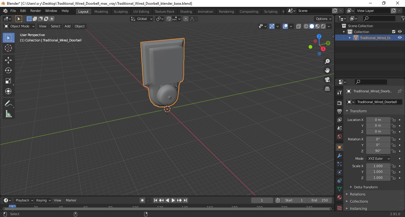 3D Traditional Wired Doorbell