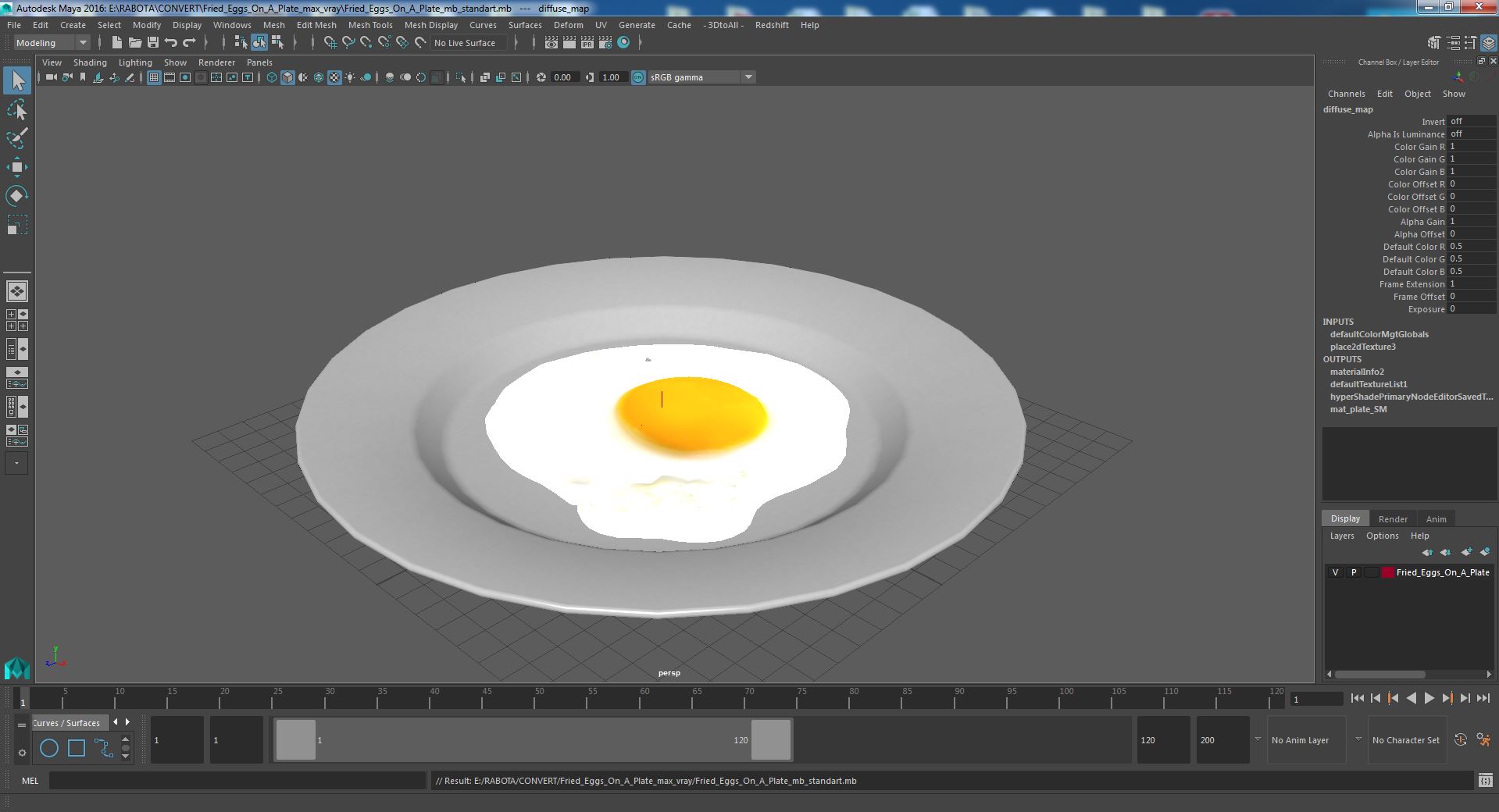 3D Fried Eggs On A Plate