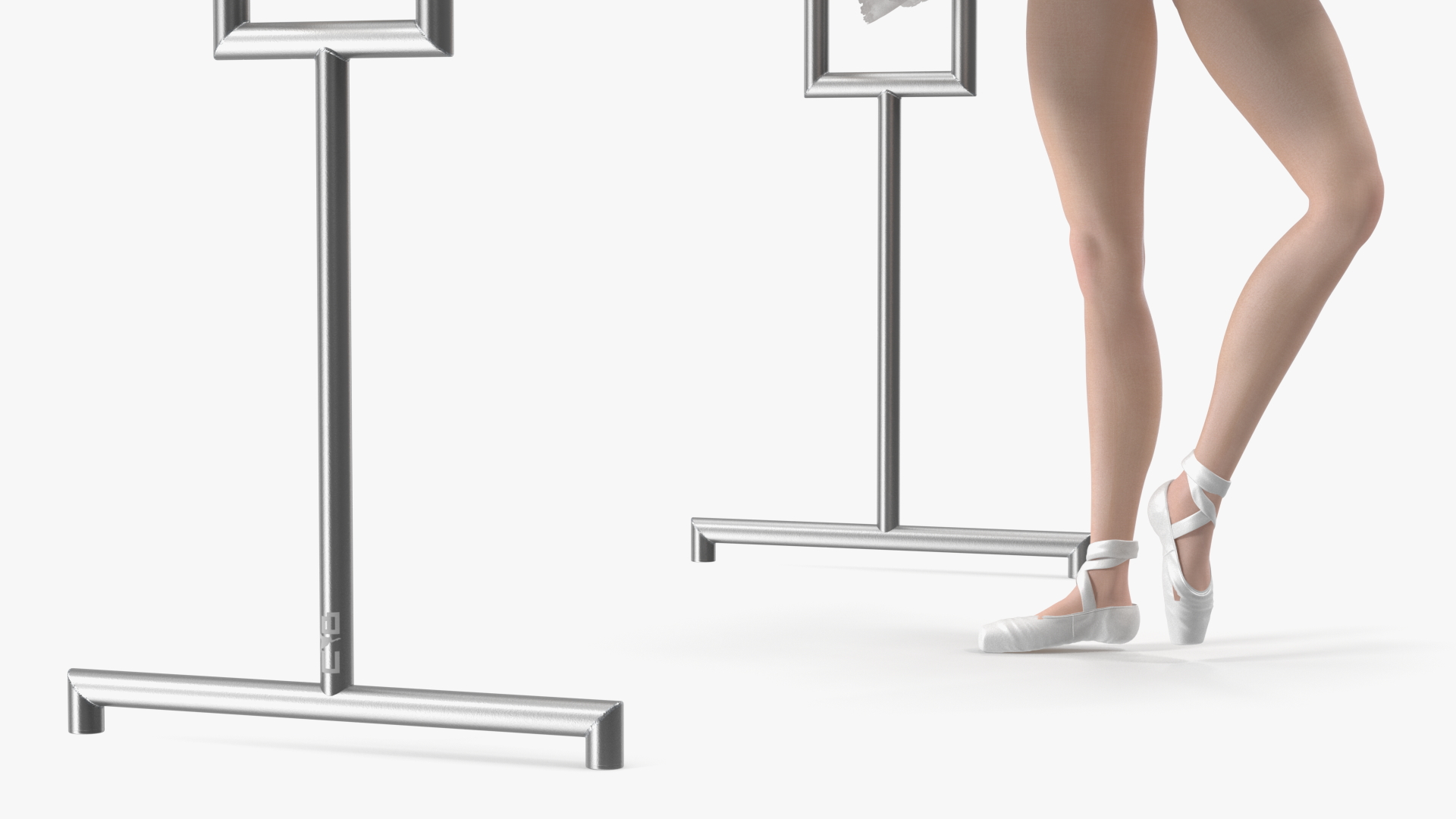 3D Ballerina with Portable Ballet Barre Rigged model