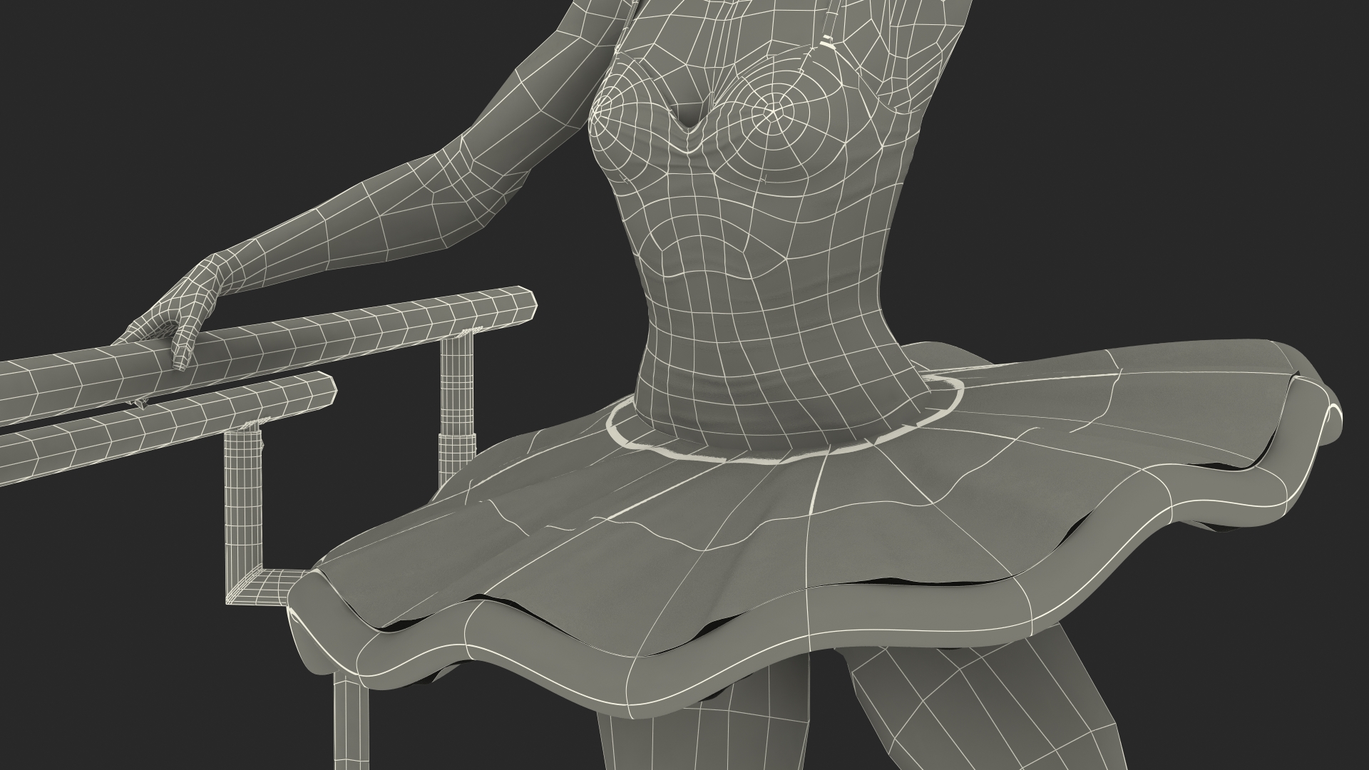 3D Ballerina with Portable Ballet Barre Rigged model