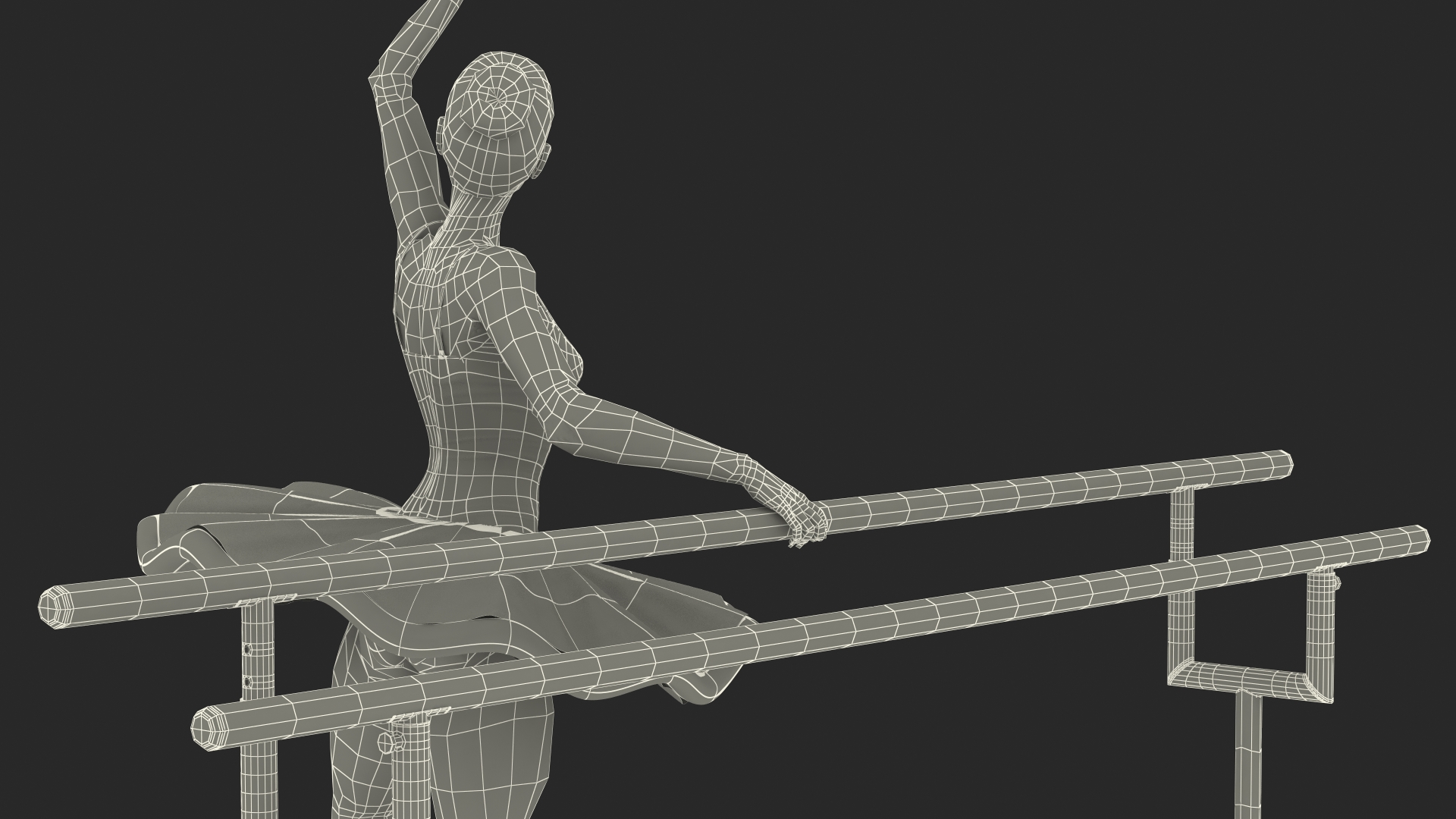 3D Ballerina with Portable Ballet Barre Rigged model