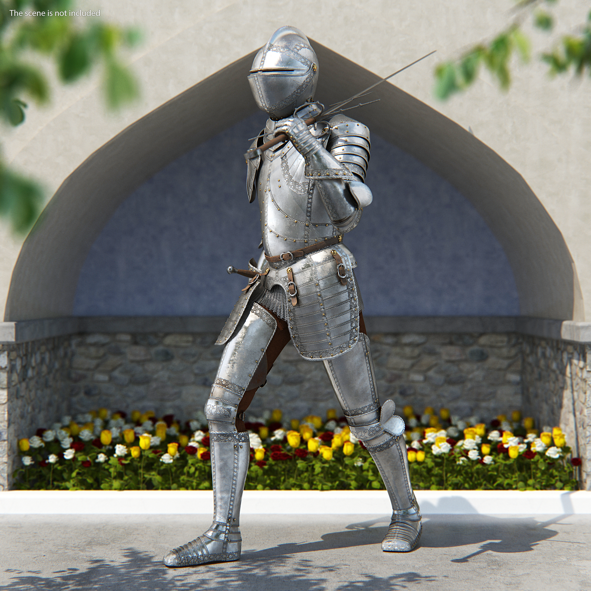 3D model Medieval Knight Plate Armor Walking Pose