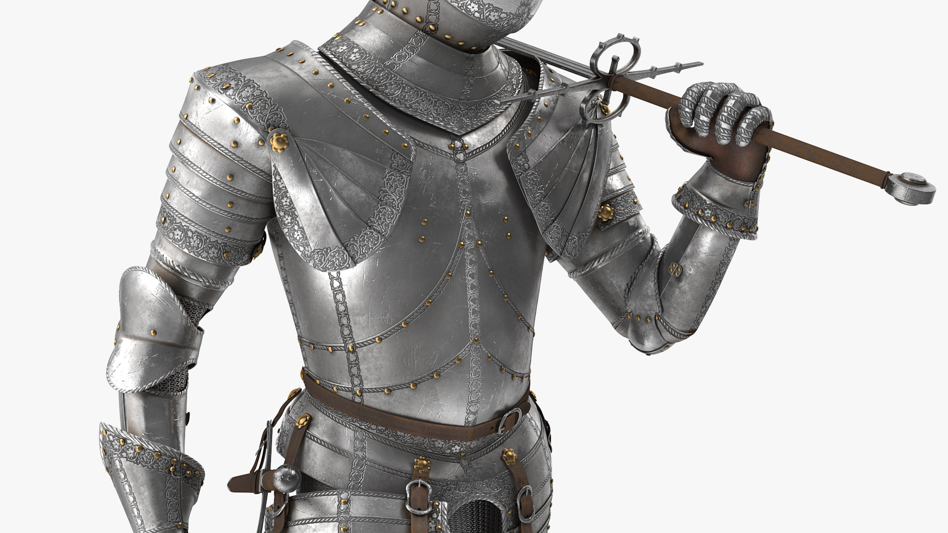 3D model Medieval Knight Plate Armor Walking Pose