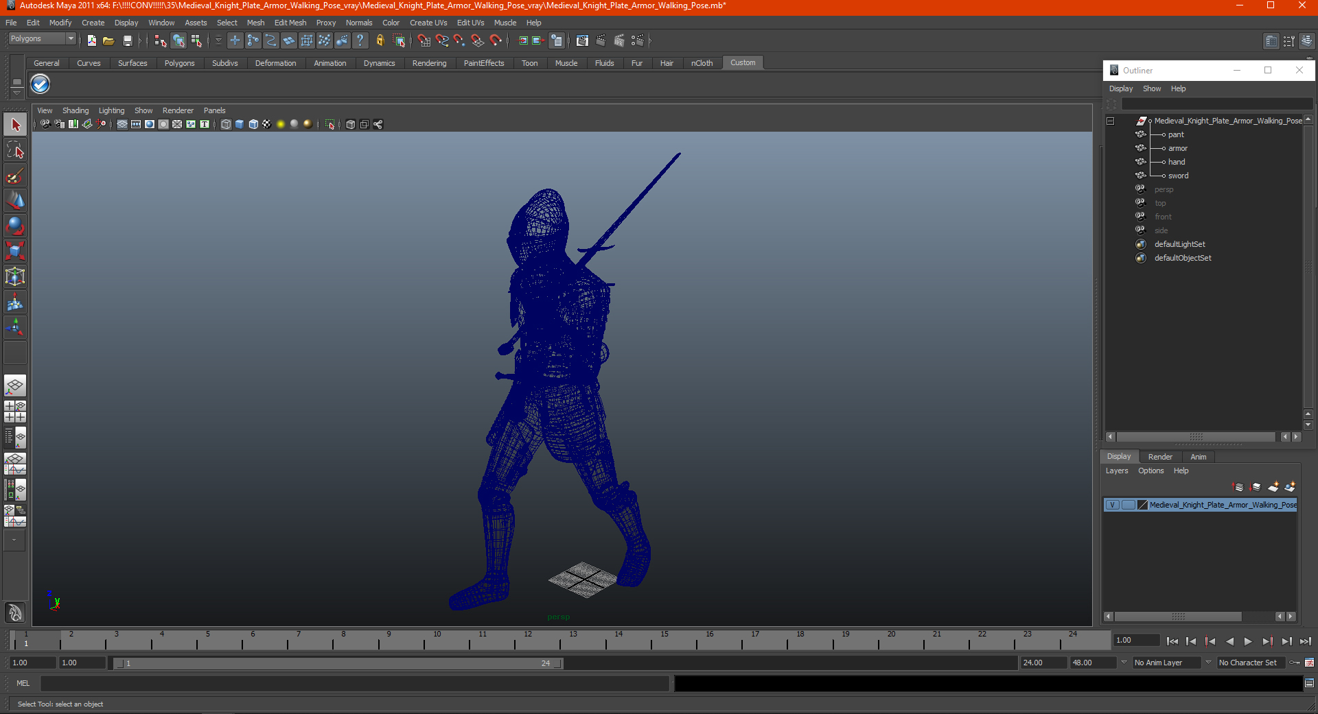 3D model Medieval Knight Plate Armor Walking Pose