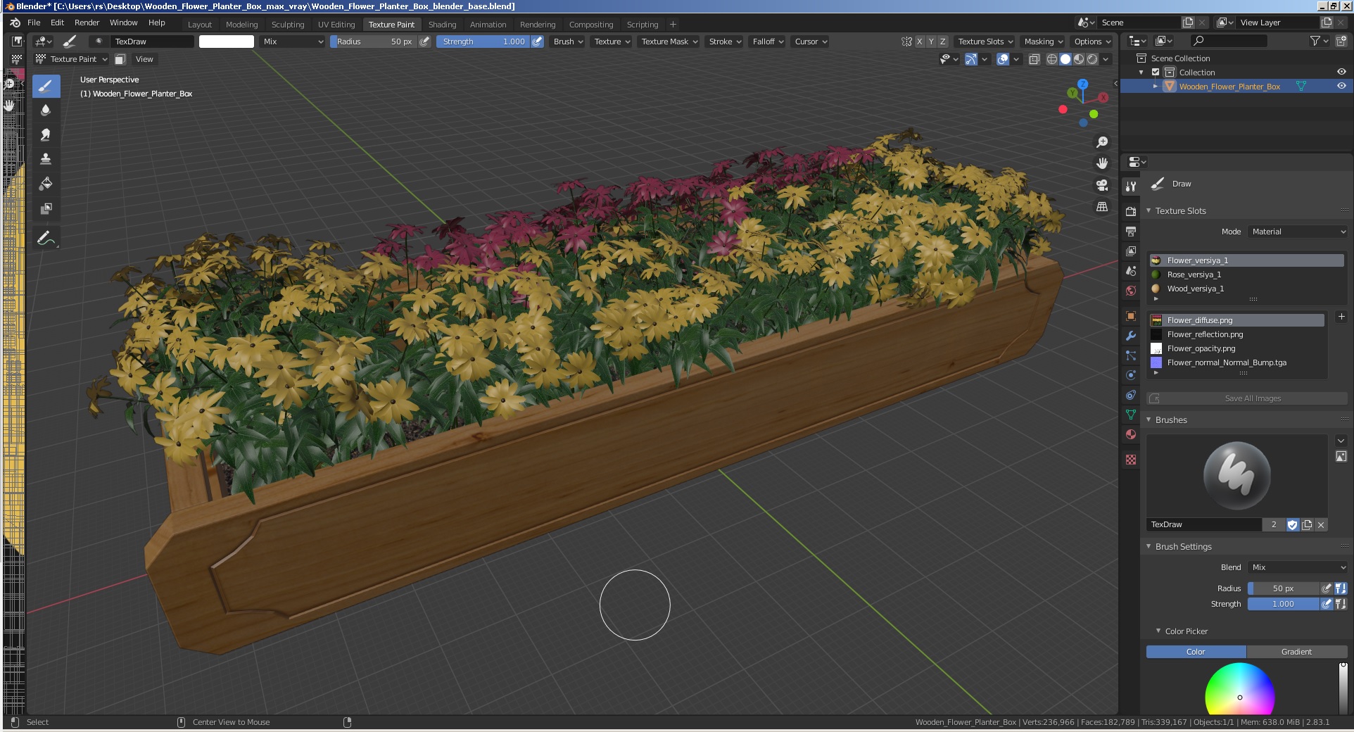 3D model Wooden Flower Planter Box