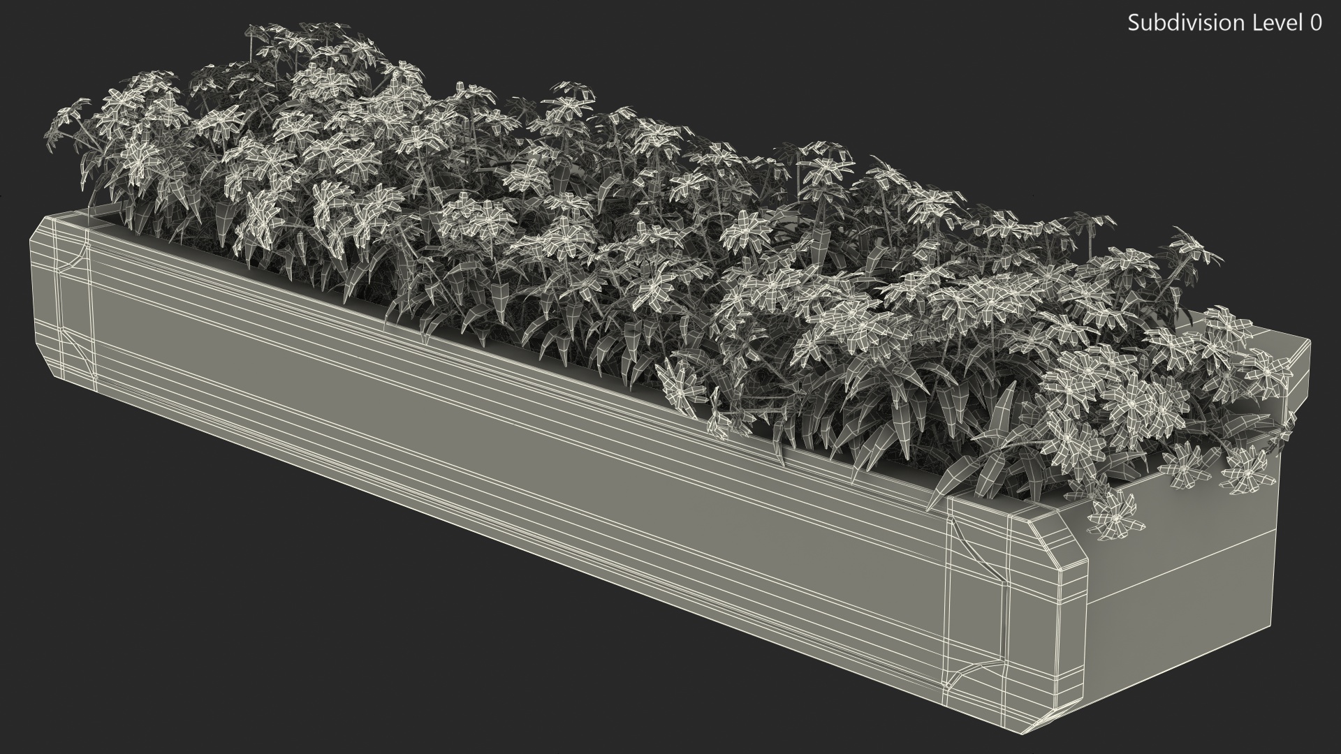 3D model Wooden Flower Planter Box