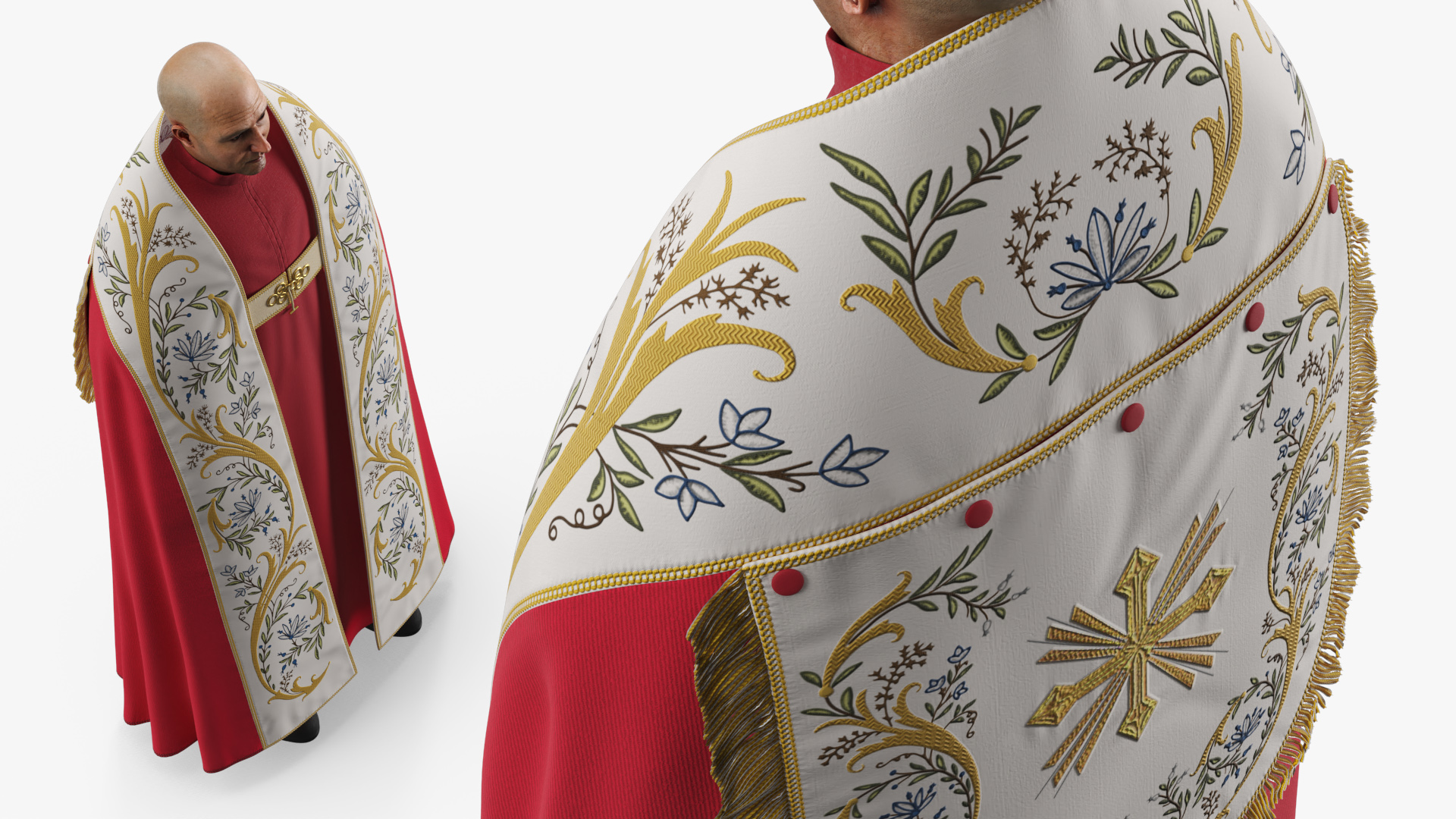 Vatican Liturgical Mantle on Man - view 4