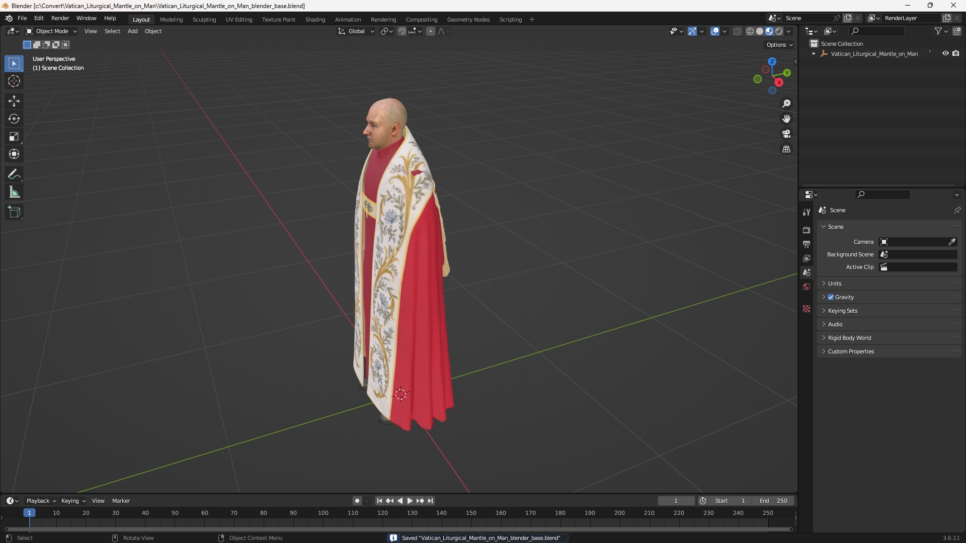 Vatican Liturgical Mantle on Man - view 10