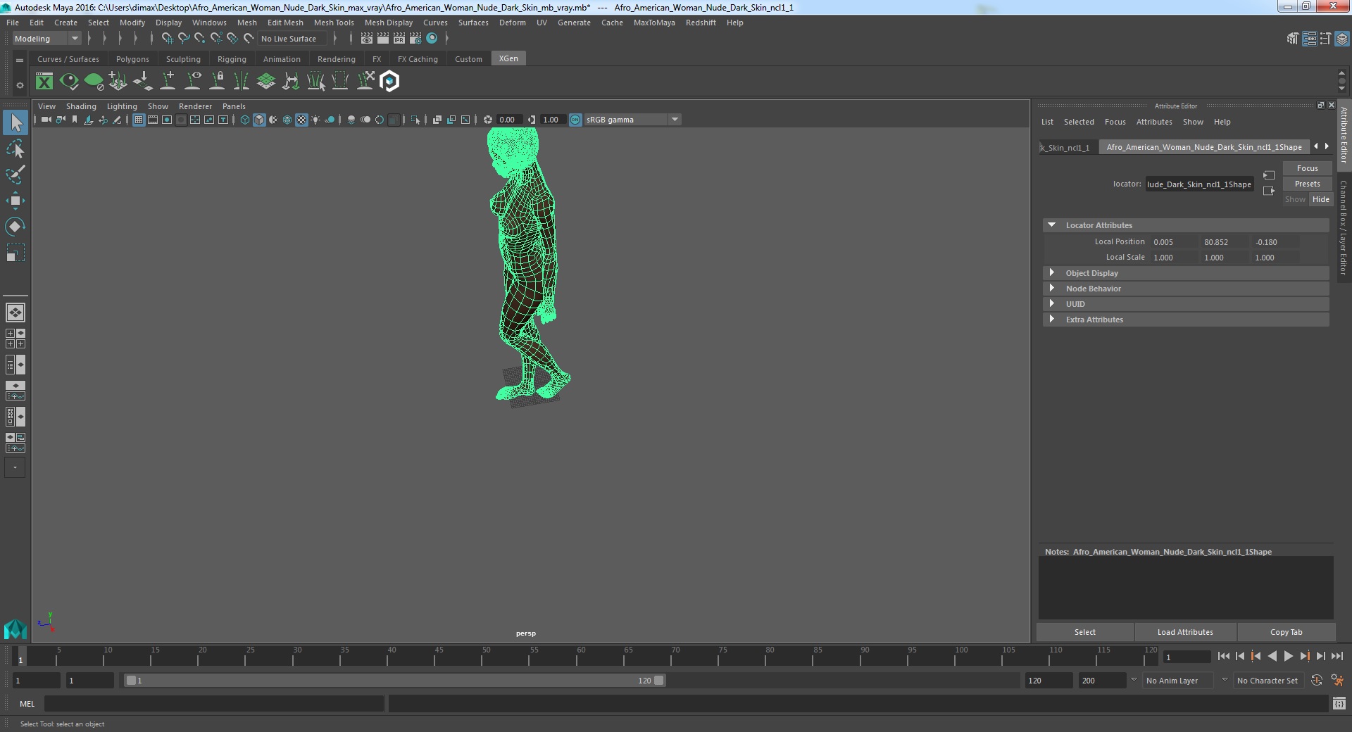 Afro American Woman Nude Dark Skin 3D model