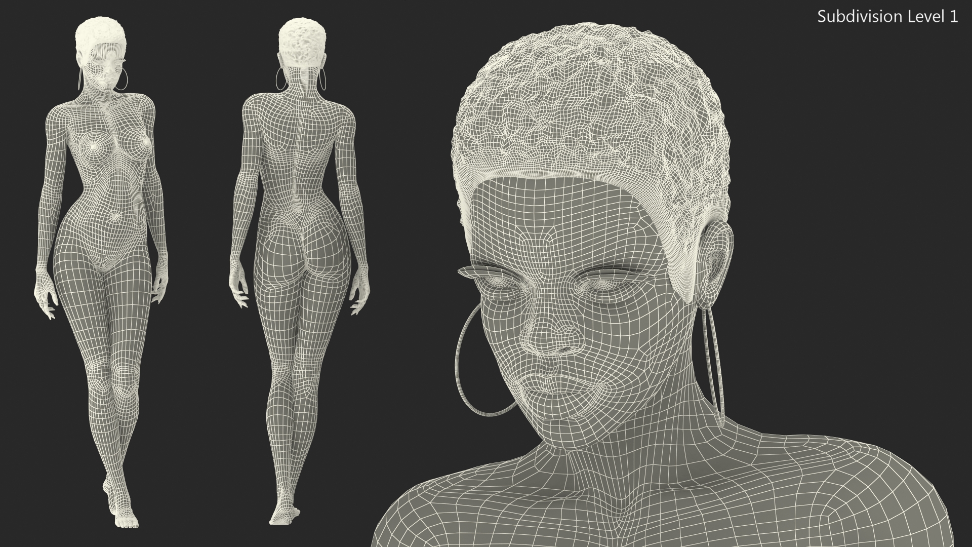 Afro American Woman Nude Dark Skin 3D model