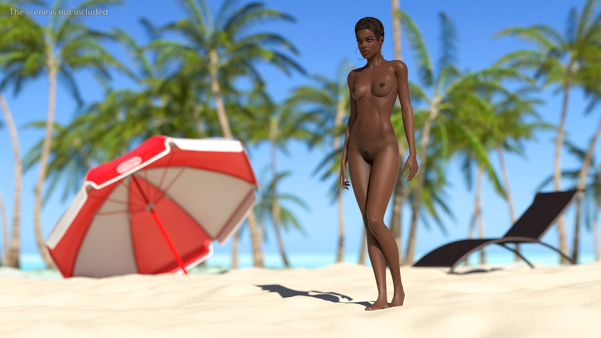 Afro American Woman Nude Dark Skin 3D model