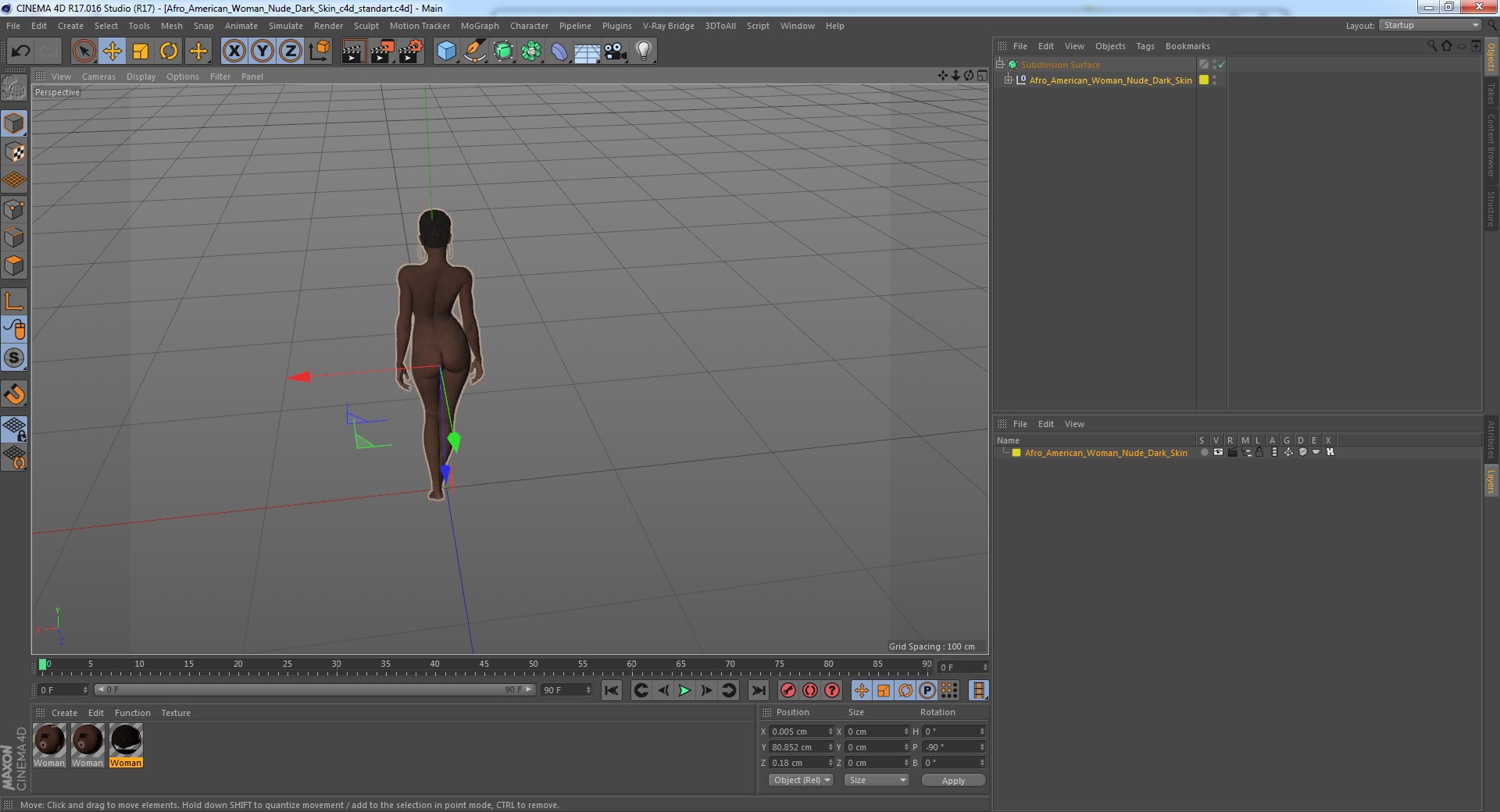 Afro American Woman Nude Dark Skin 3D model
