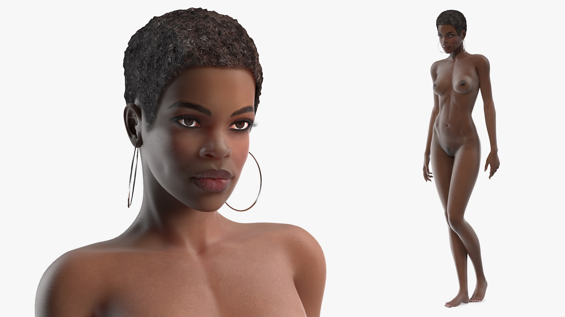 Afro American Woman Nude Dark Skin 3D model