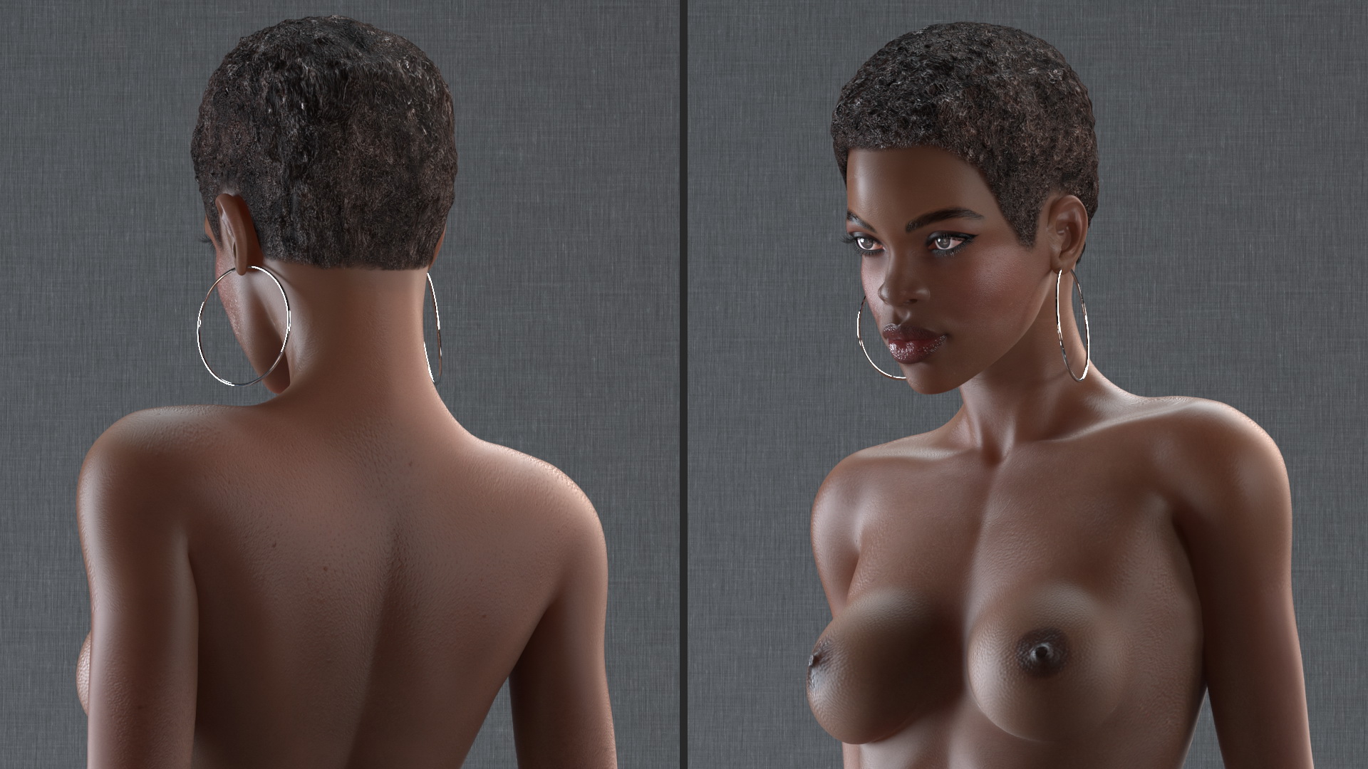 Afro American Woman Nude Dark Skin 3D model