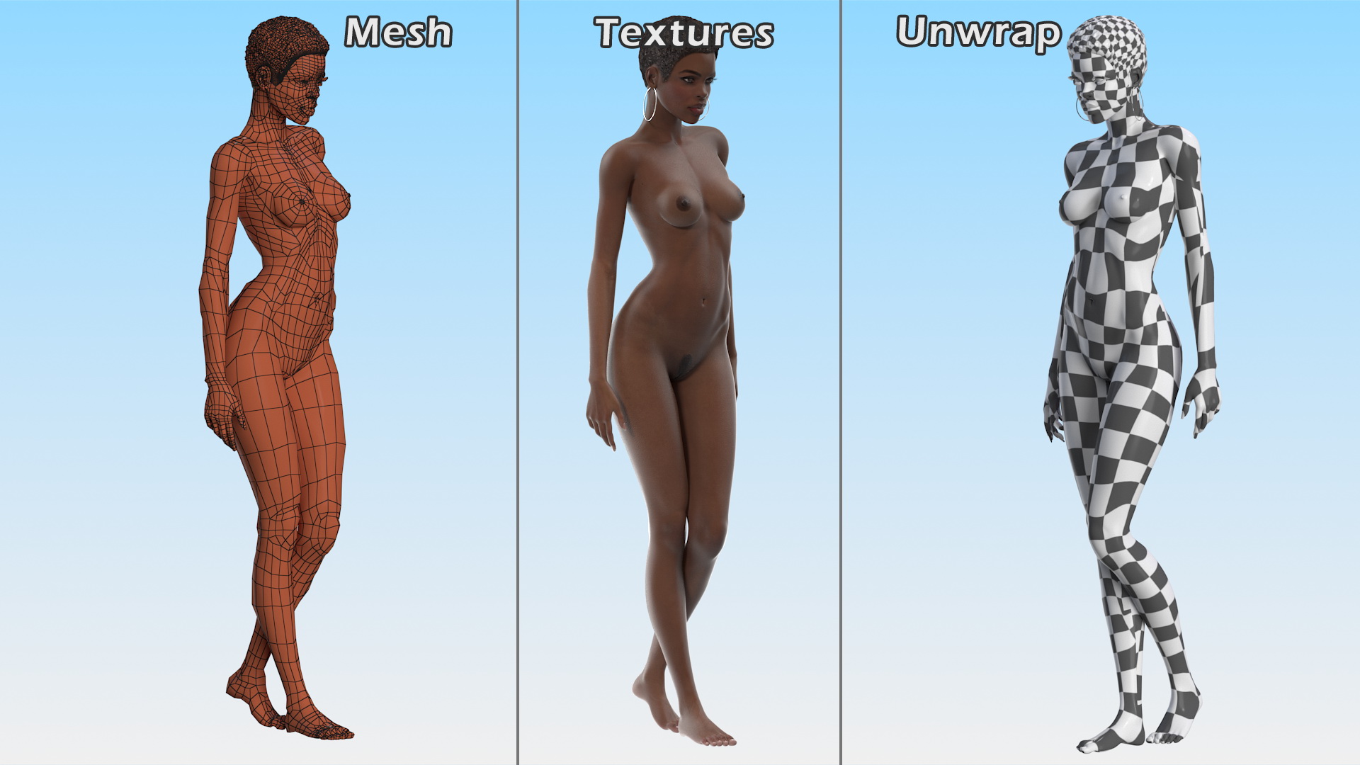 Afro American Woman Nude Dark Skin 3D model