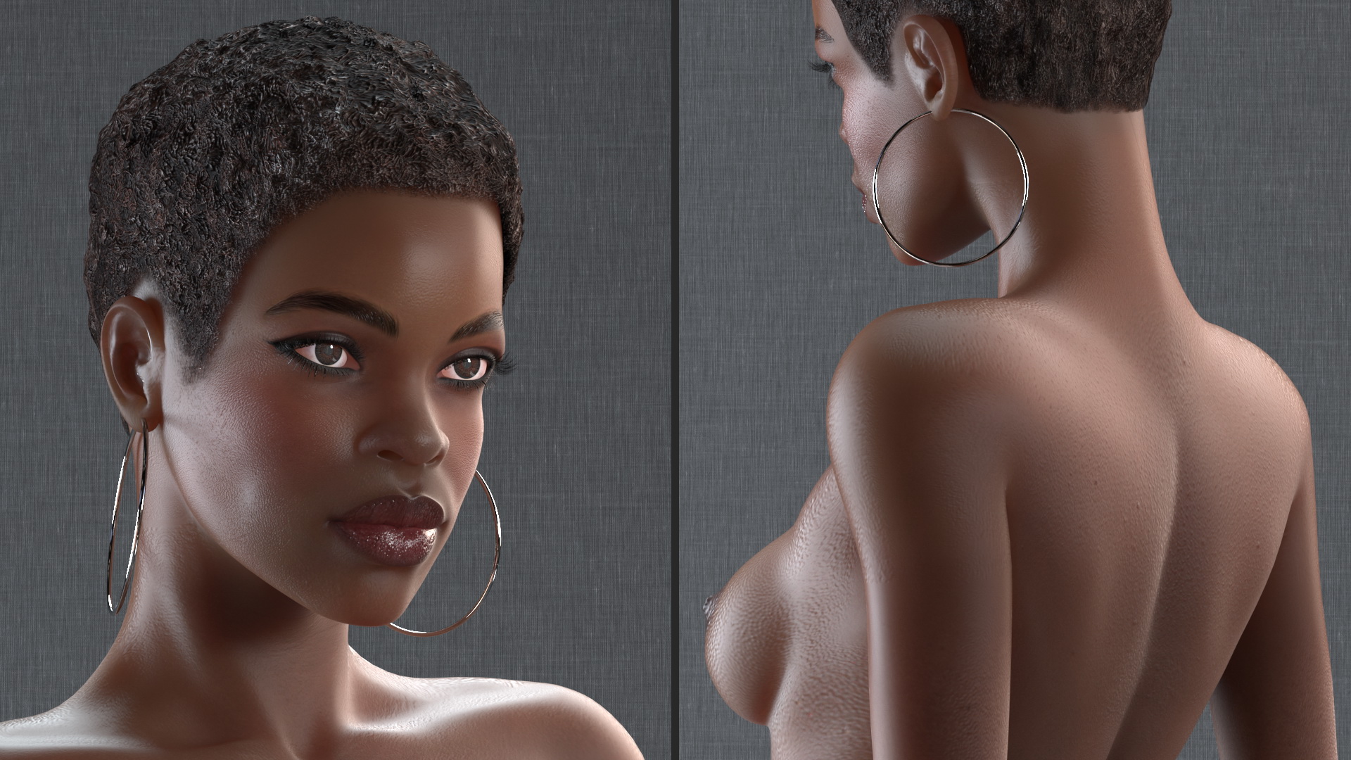 Afro American Woman Nude Dark Skin 3D model