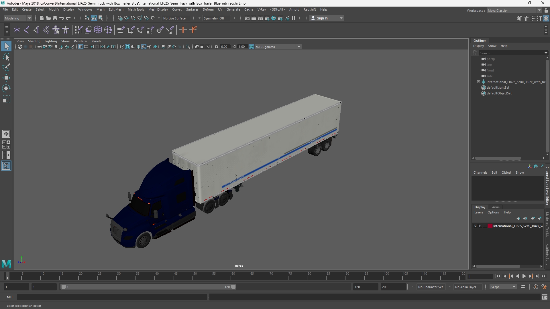 International LT625 Semi Truck with Box Trailer Blue - view 11