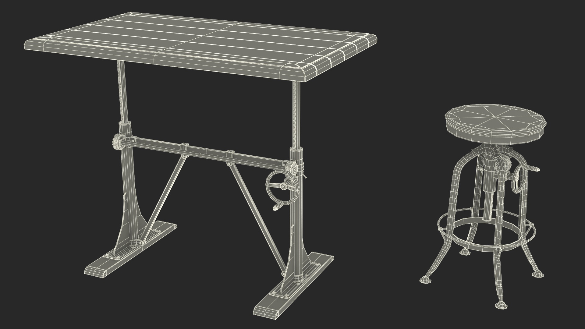3D Vintage Table with Old Stuff model
