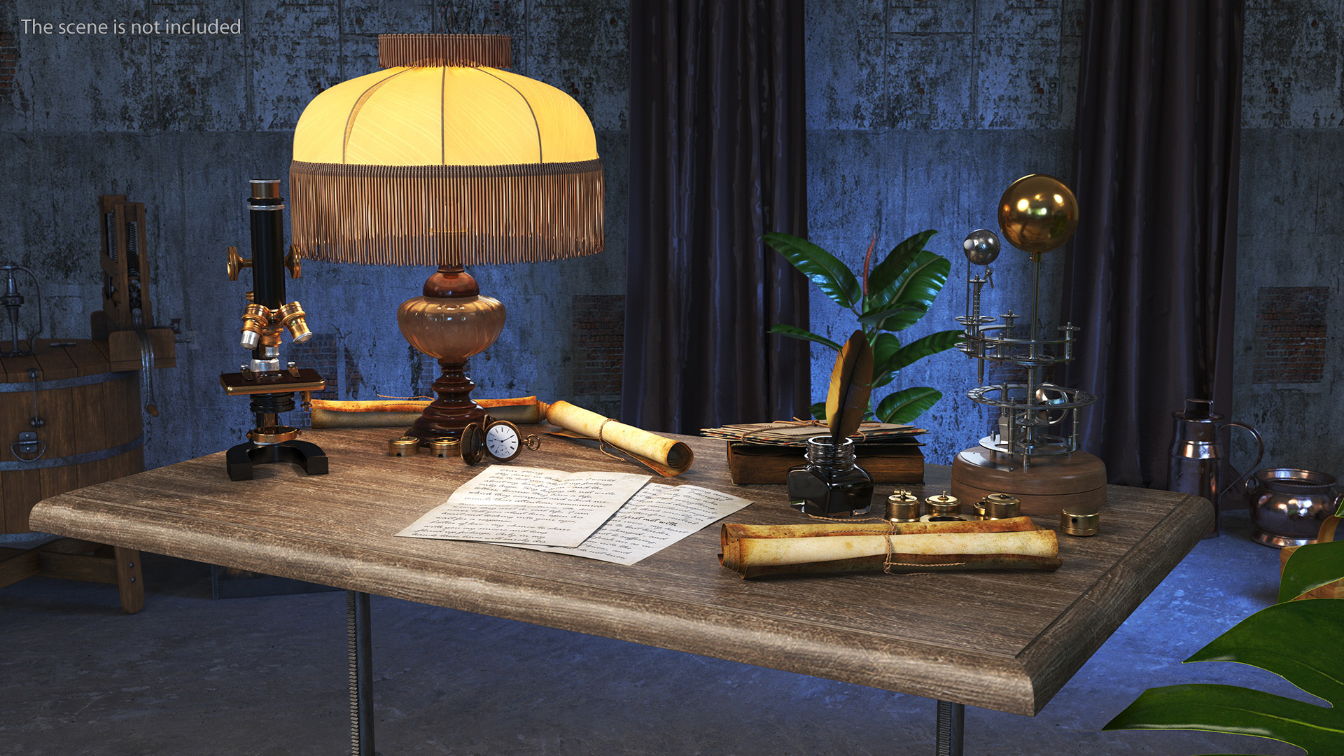 3D Vintage Table with Old Stuff model